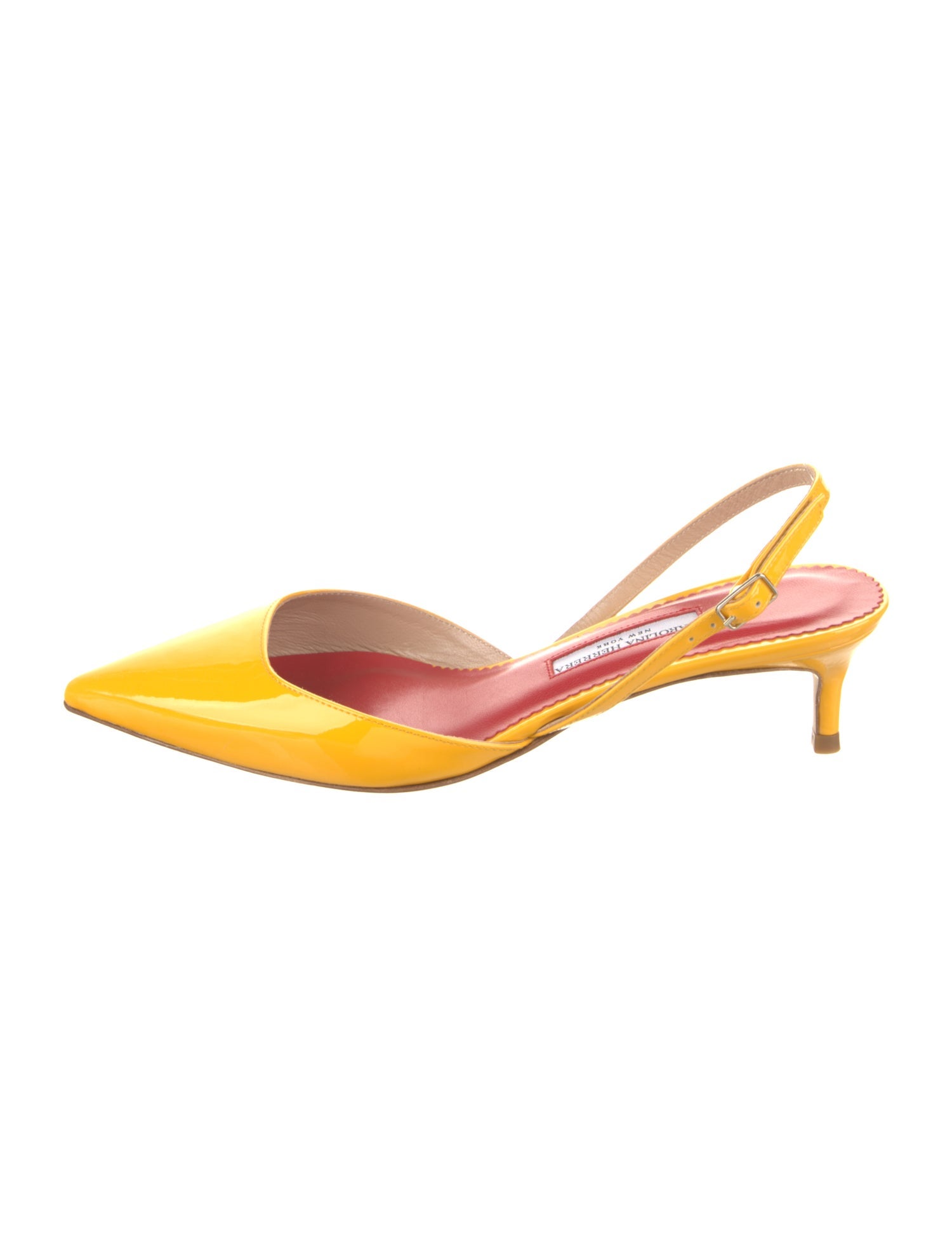 Carolina Herrera Patent Leather Leather Trim Embellishment Slingback Pumps