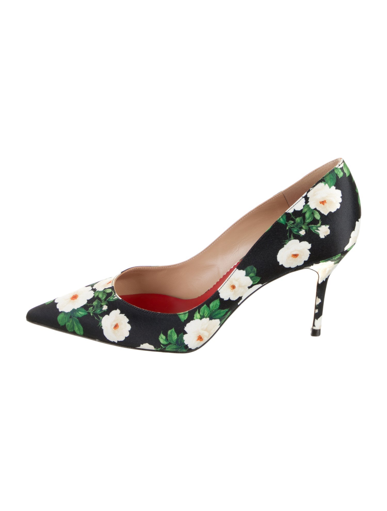 Carolina Herrera Satin Floral Print Pumps
