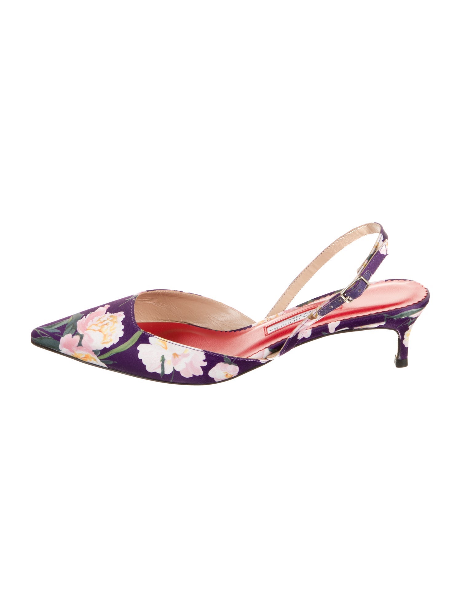 Carolina Herrera Satin Floral Print Slingback Pumps w/ Tags