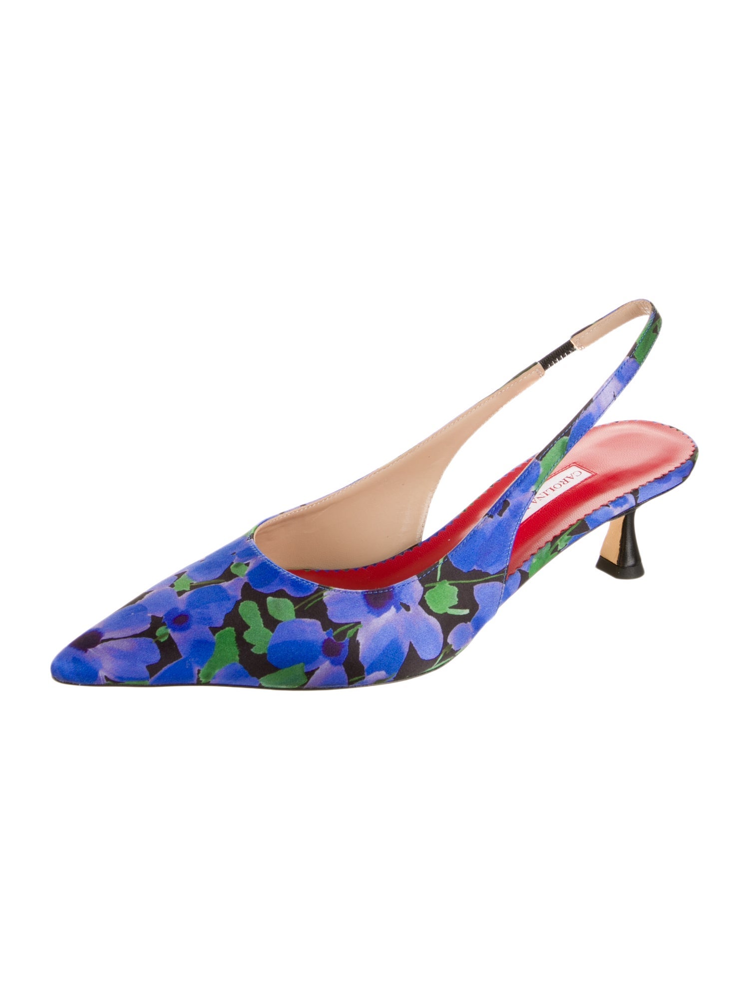 Carolina Herrera Satin Floral Print Slingback Pumps w/ Tags