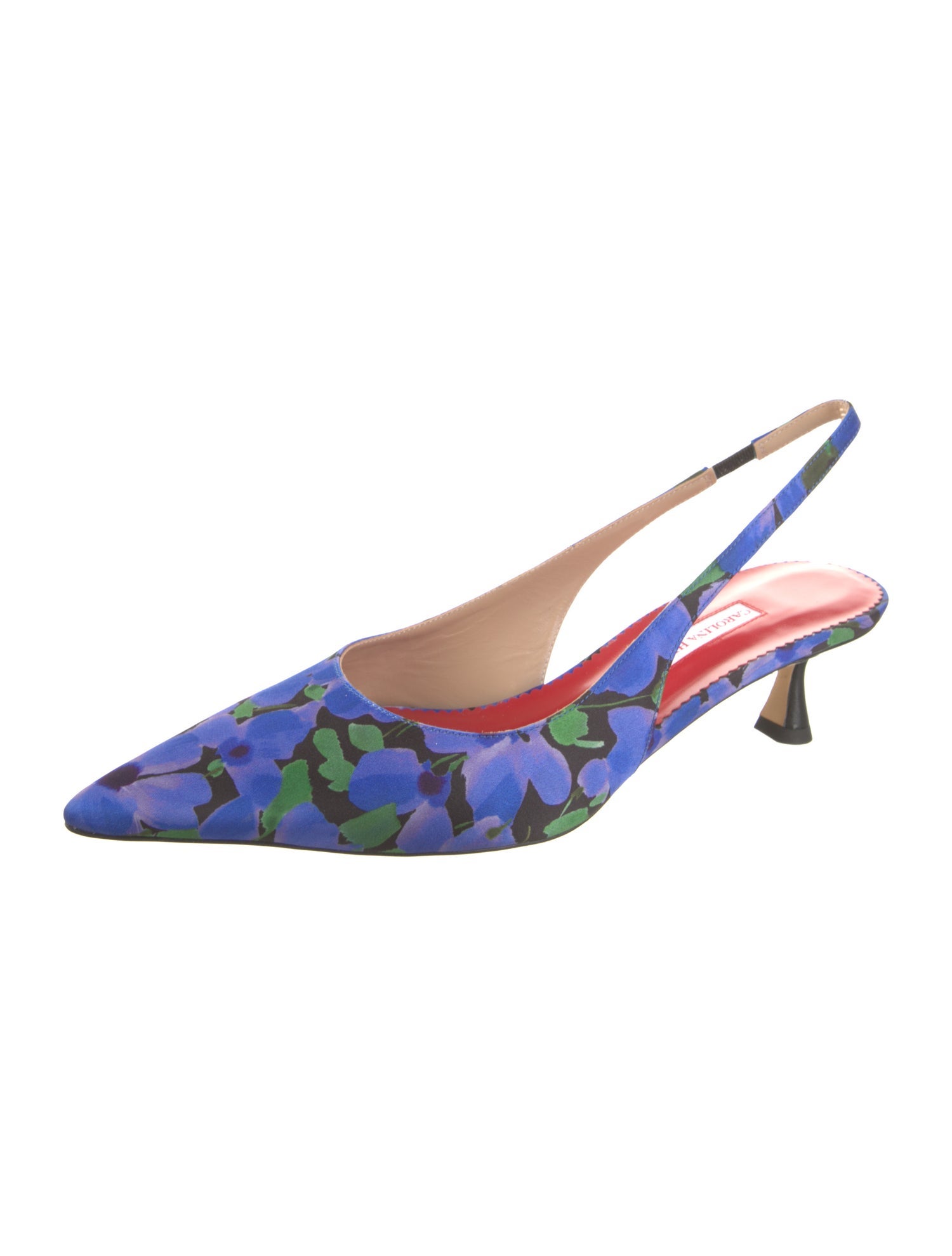 Carolina Herrera Satin Printed Slingback Pumps
