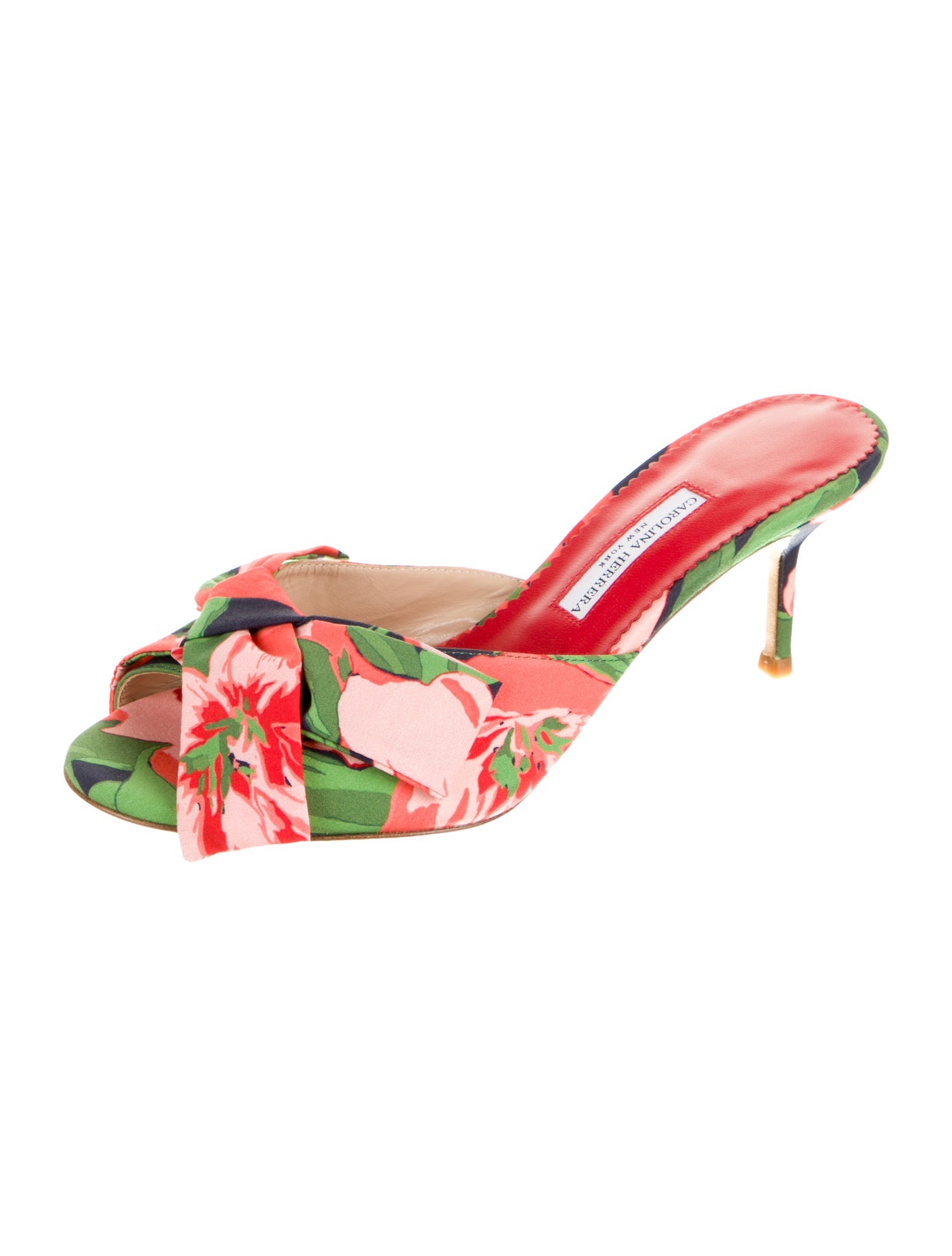 Carolina Herrera Nylon Floral Print Slides