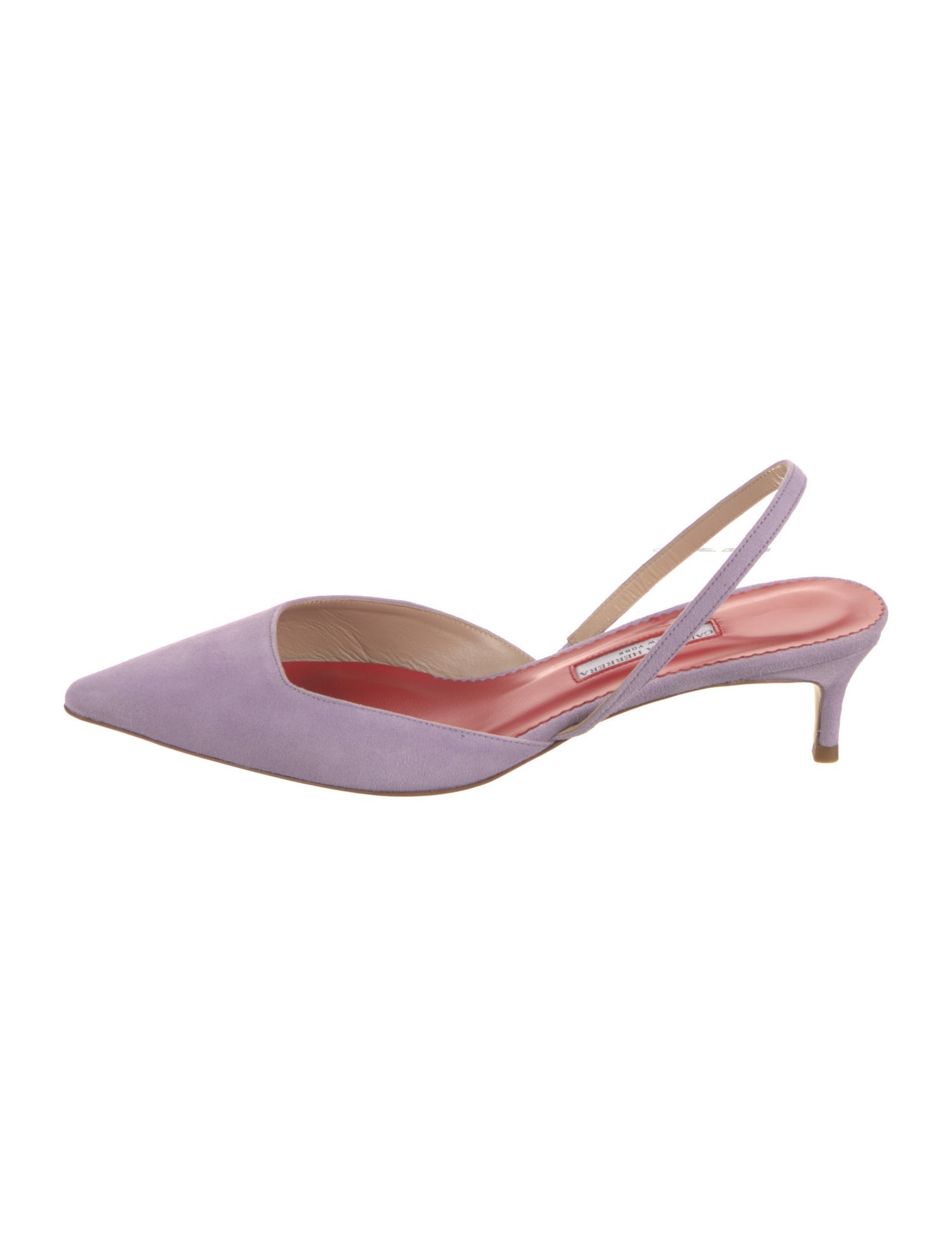 Carolina Herrera Suede Leather Trim Embellishment Slingback Pumps