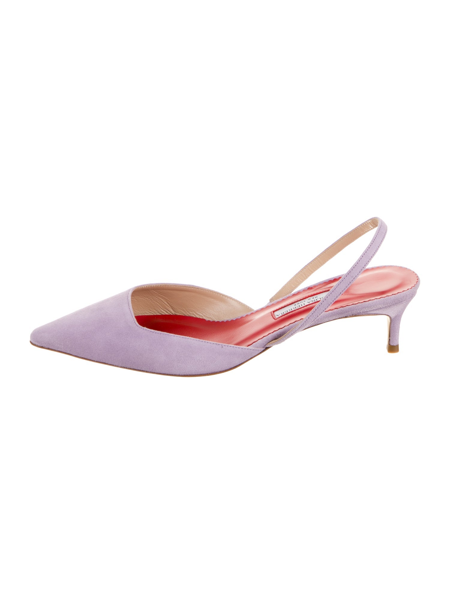 Carolina Herrera Suede Leather Trim Embellishment Slingback Pumps