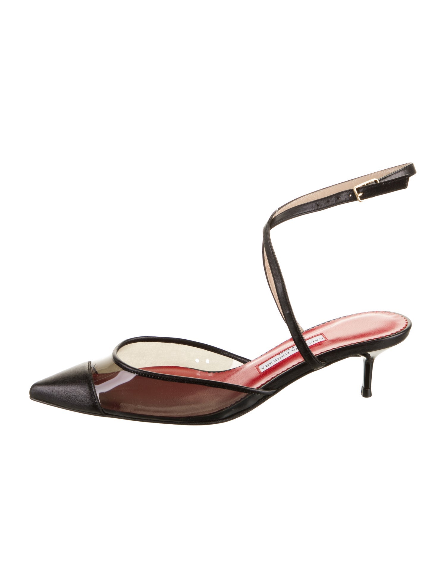 Carolina Herrera Leather Leather Trim Embellishment Slingback Pumps