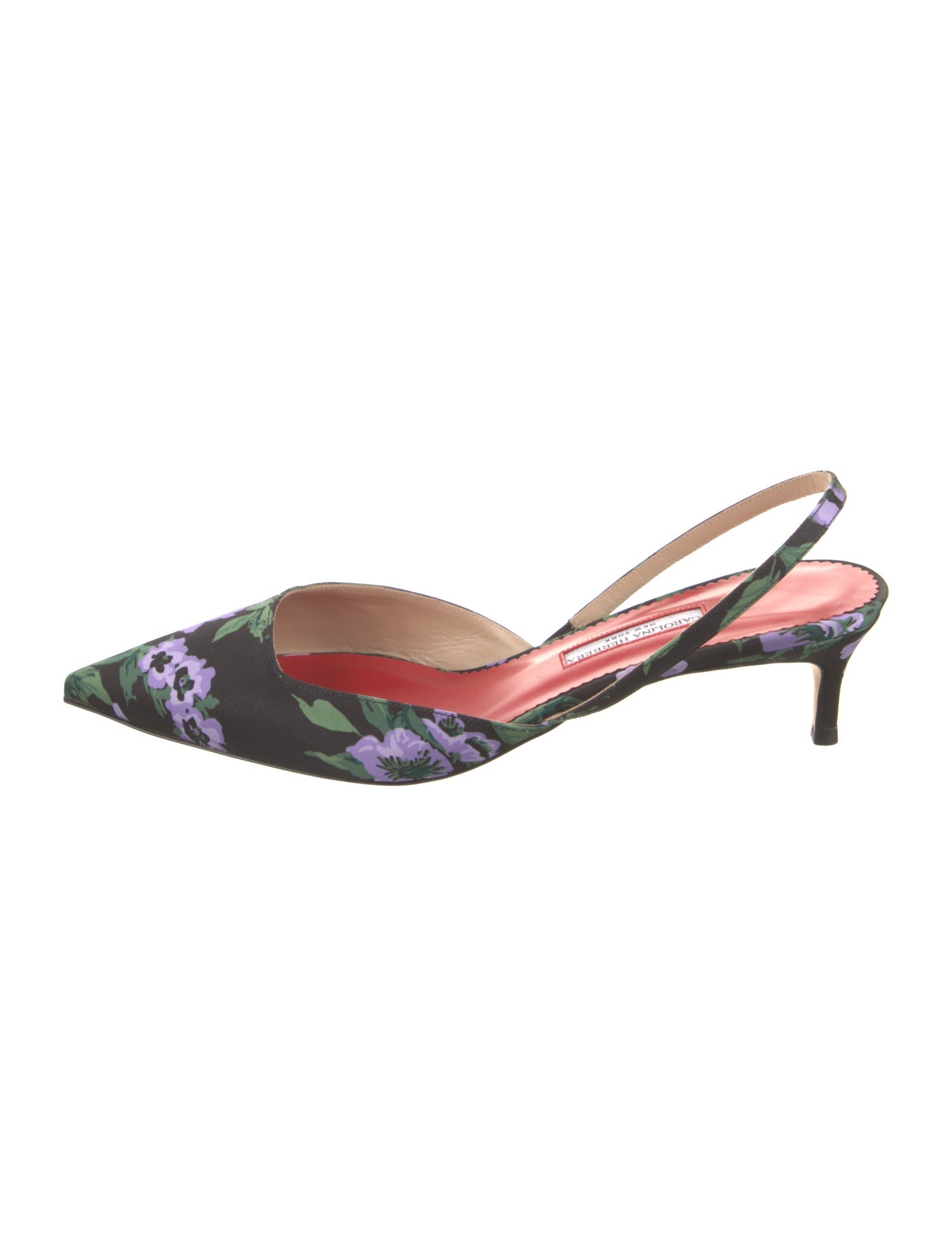 Carolina Herrera Satin Floral Print Slingback Pumps w/ Tags