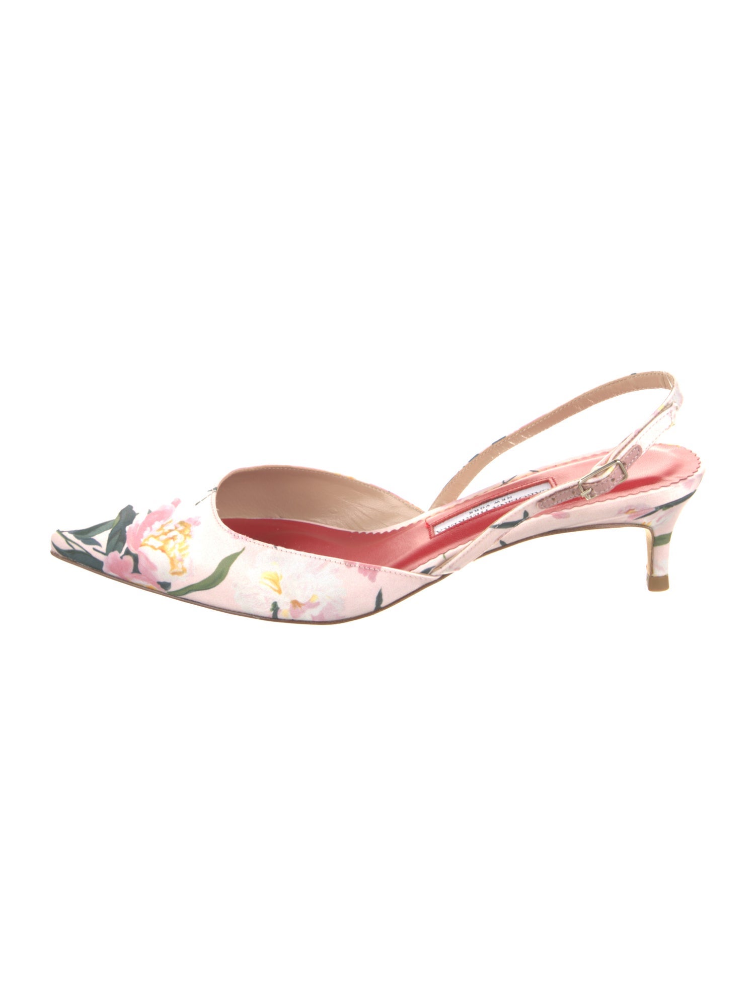 Carolina Herrera Satin Floral Print Slingback Pumps w/ Tags
