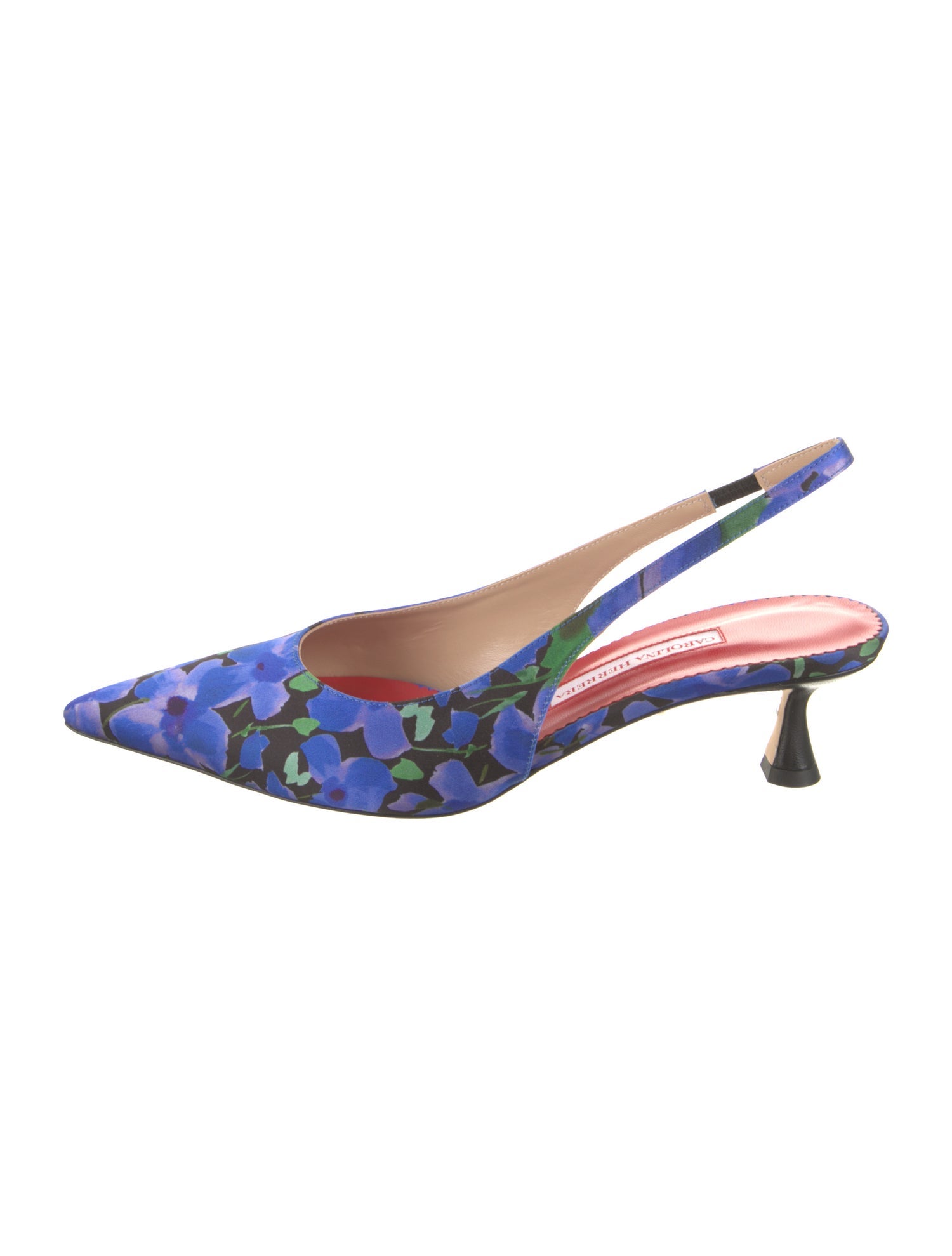 Carolina Herrera Satin Floral Print Slingback Pumps w/ Tags