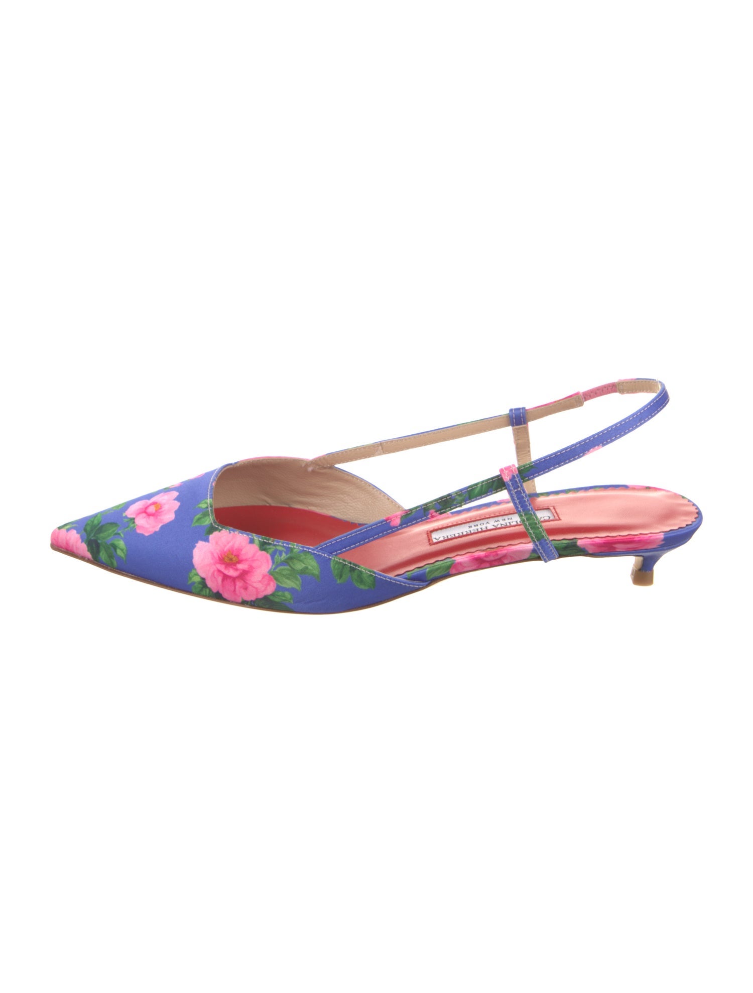 Carolina Herrera Satin Floral Print Slingback Pumps w/ Tags