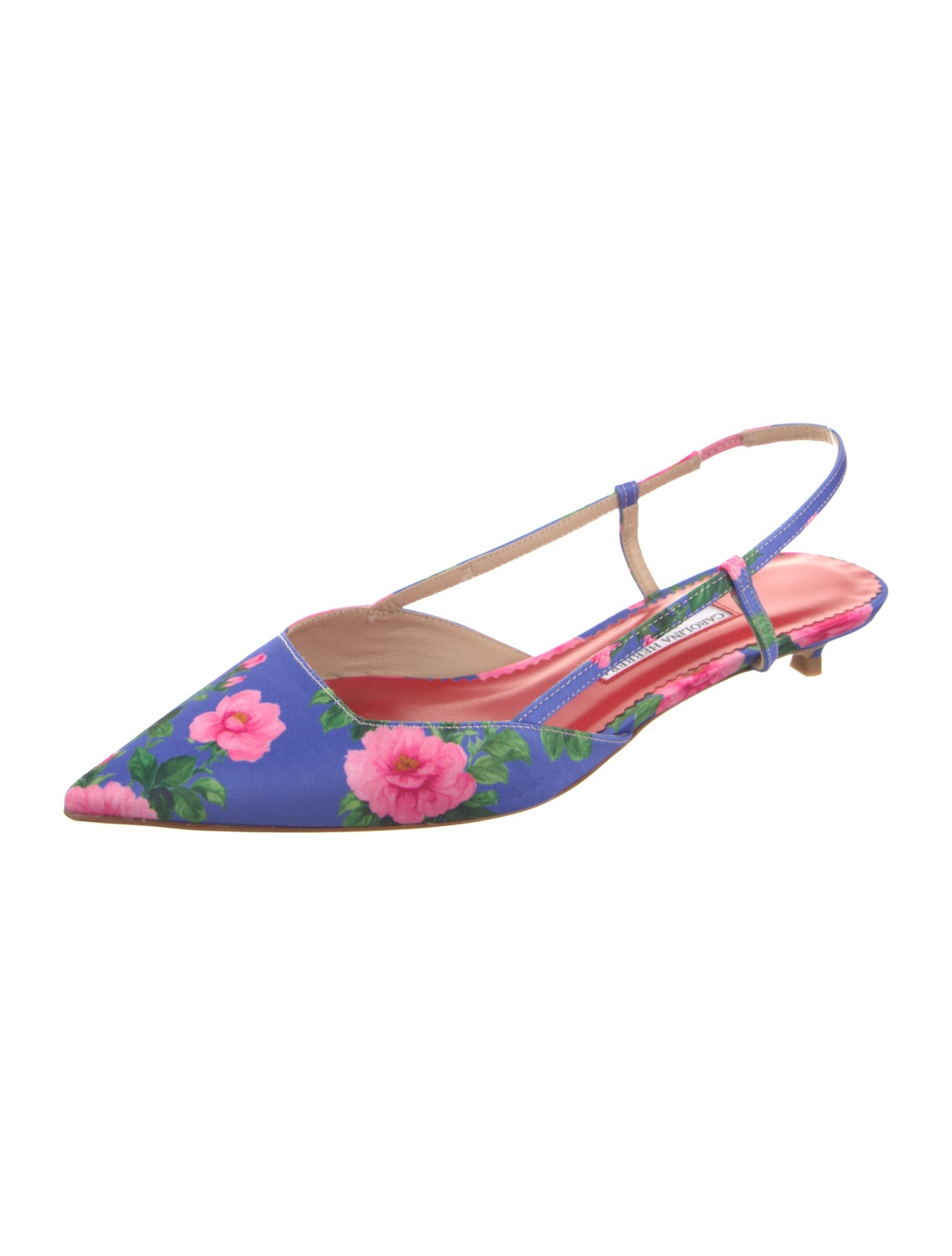 Carolina Herrera Satin Floral Print Slingback Pumps w/ Tags