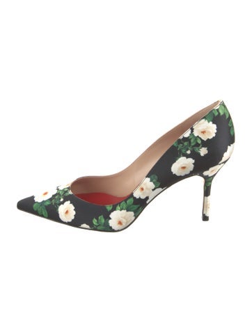 Carolina Herrera Pumps Satin Floral Print D'Orsay IT 41 | 10