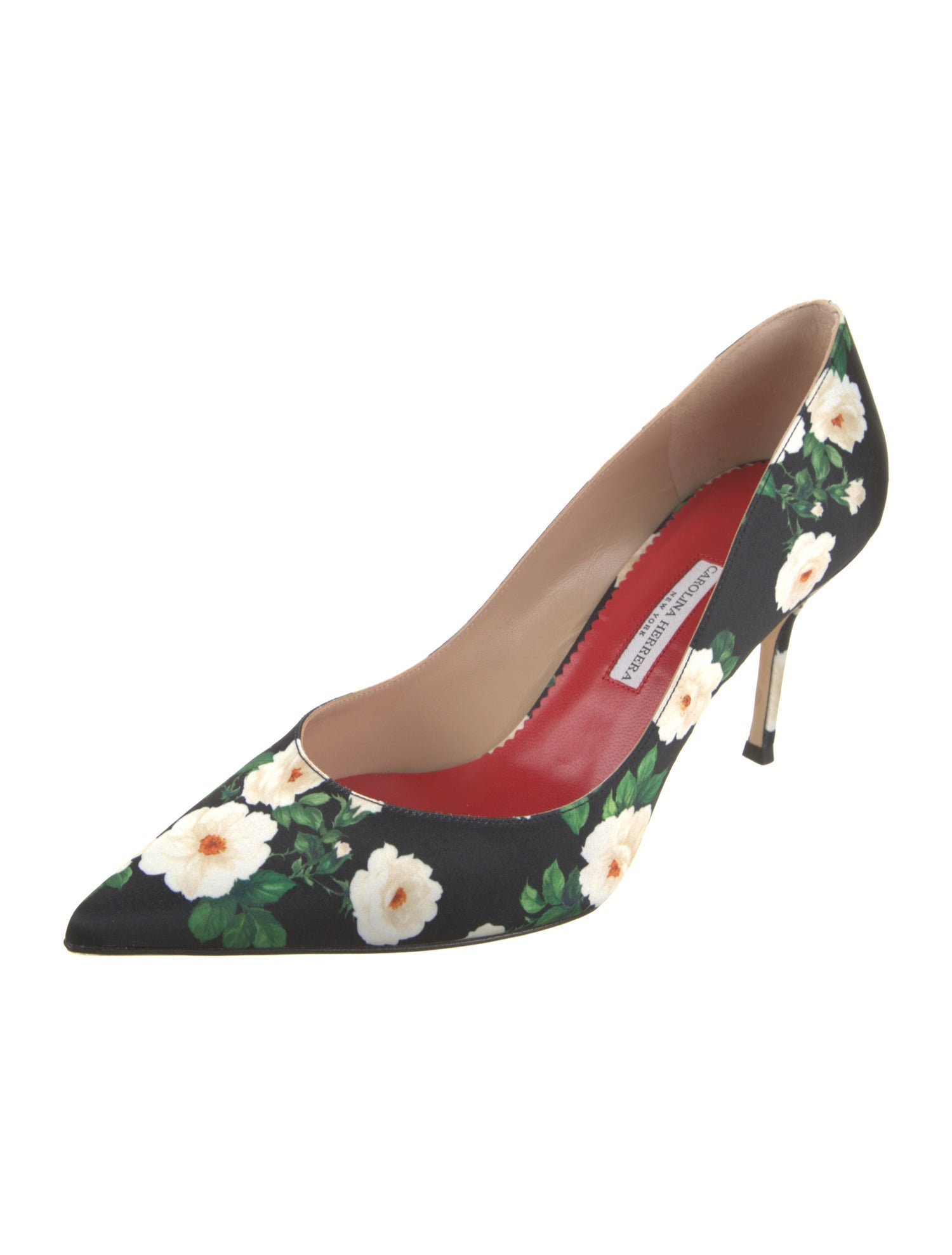 Carolina Herrera Satin Floral Print D'Orsay Pumps w/ Tags