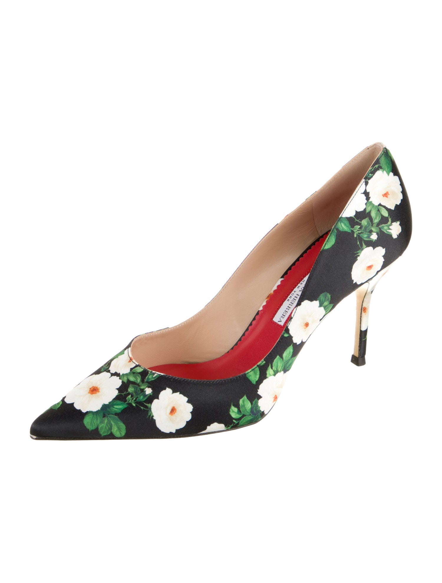 Carolina Herrera Satin Floral Print D'Orsay Pumps w/ Tags