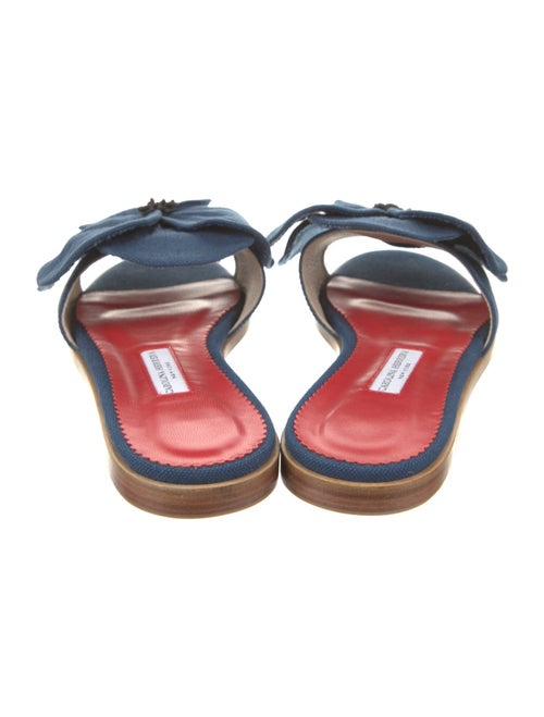 Carolina Herrera Canvas Leather Trim Embellishment Slides