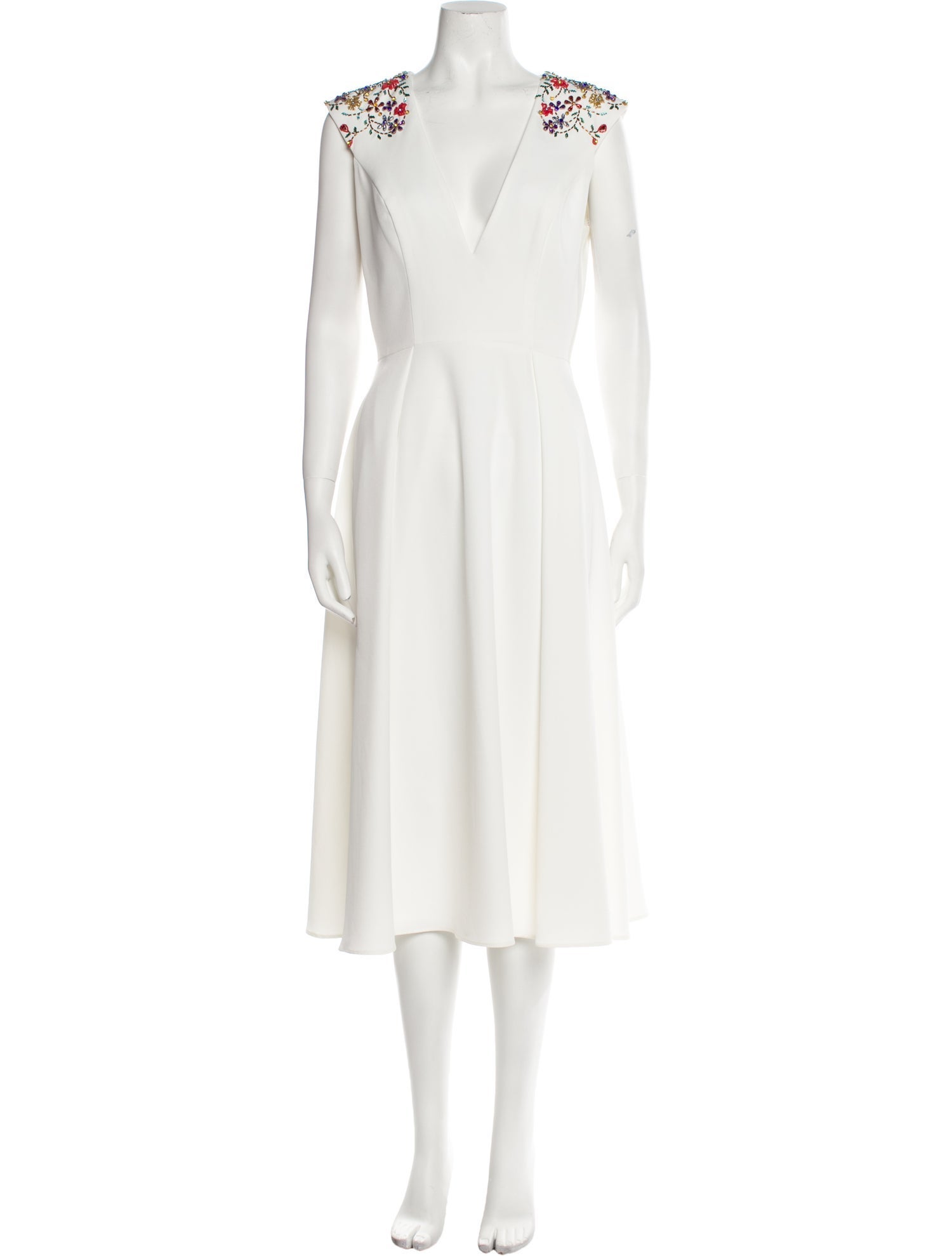 Carolina Herrera V-Neck Midi Length Dress