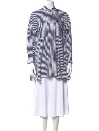 CH Carolina Herrera Striped Long Sleeve Button-Up Top