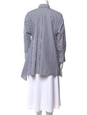 CH Carolina Herrera Striped Long Sleeve Button-Up Top