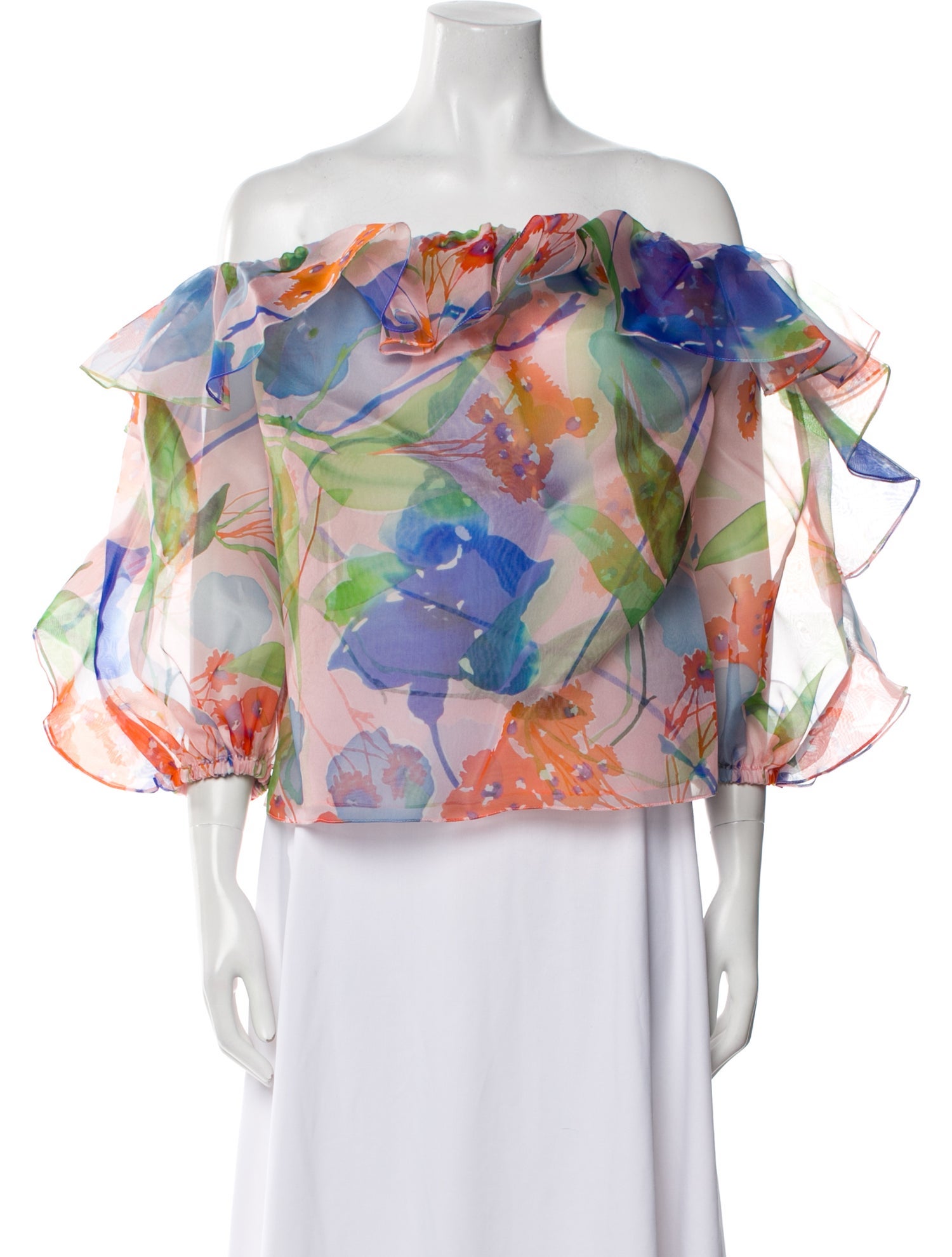 Carolina Herrera Silk Floral Print Blouse w/ Tags