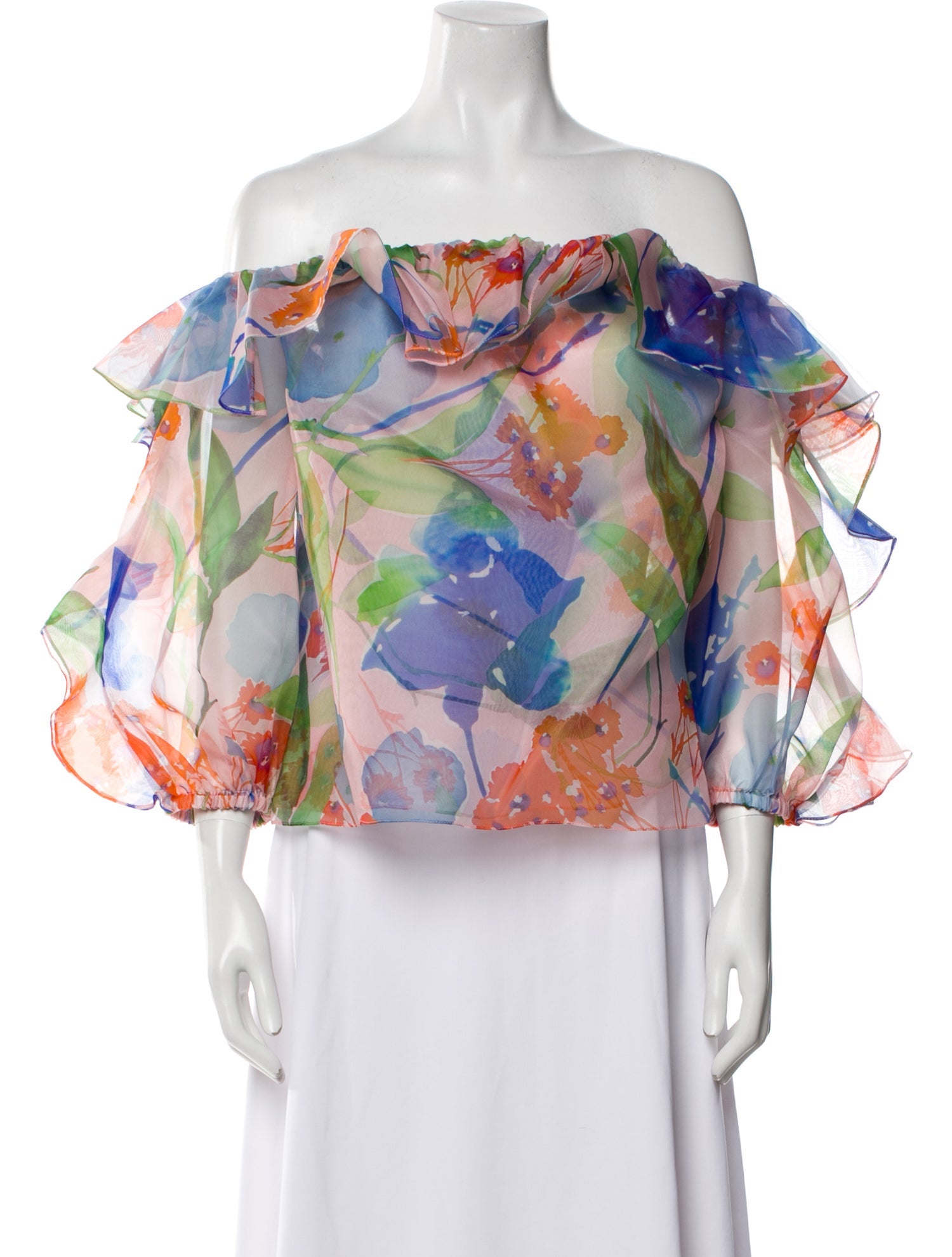 Carolina Herrera Silk Floral Print Blouse w/ Tags