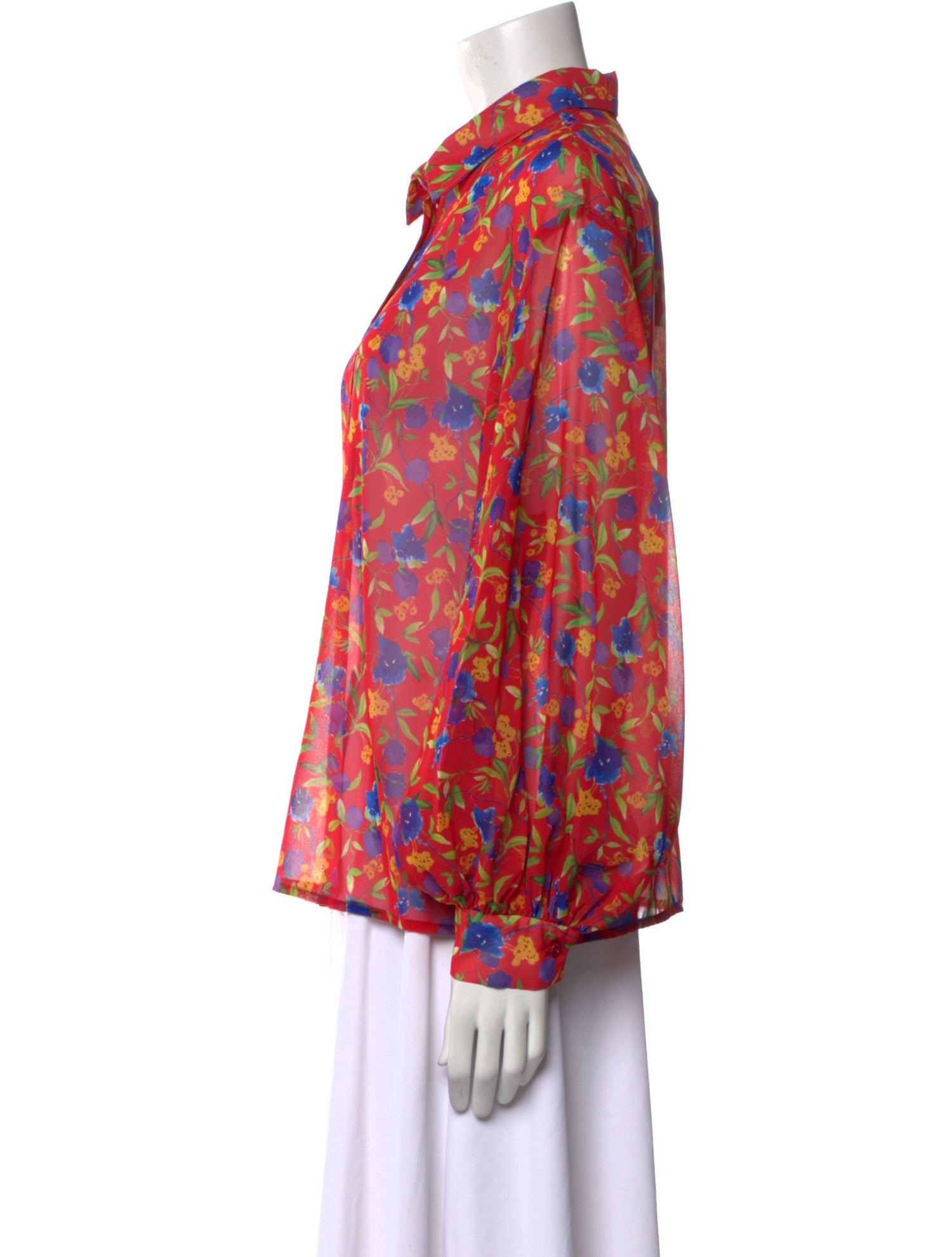 Carolina Herrera Floral Print Long Sleeve Button-Up Top w/ Tags