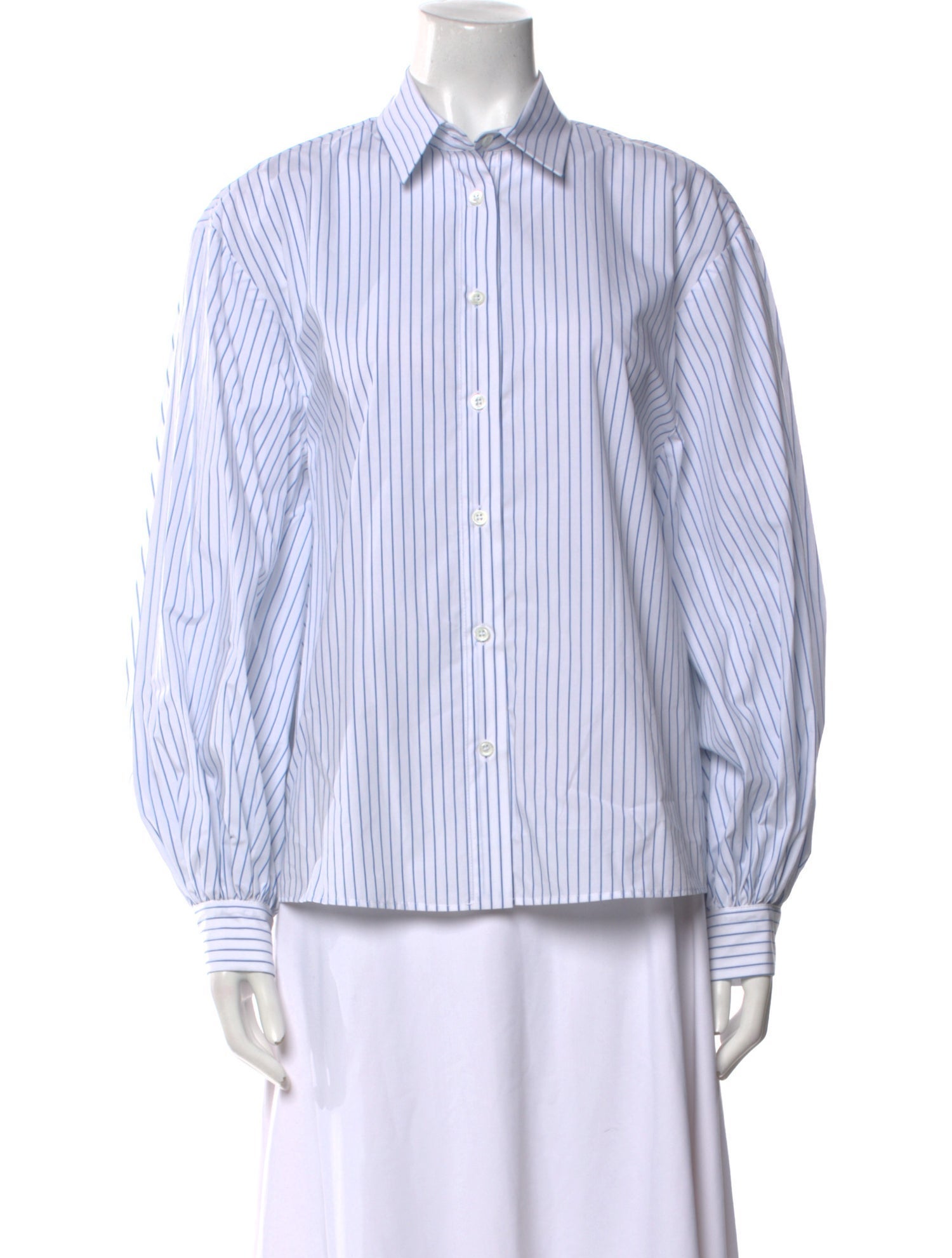 Carolina Herrera Striped Long Sleeve Button-Up Top w/ Tags