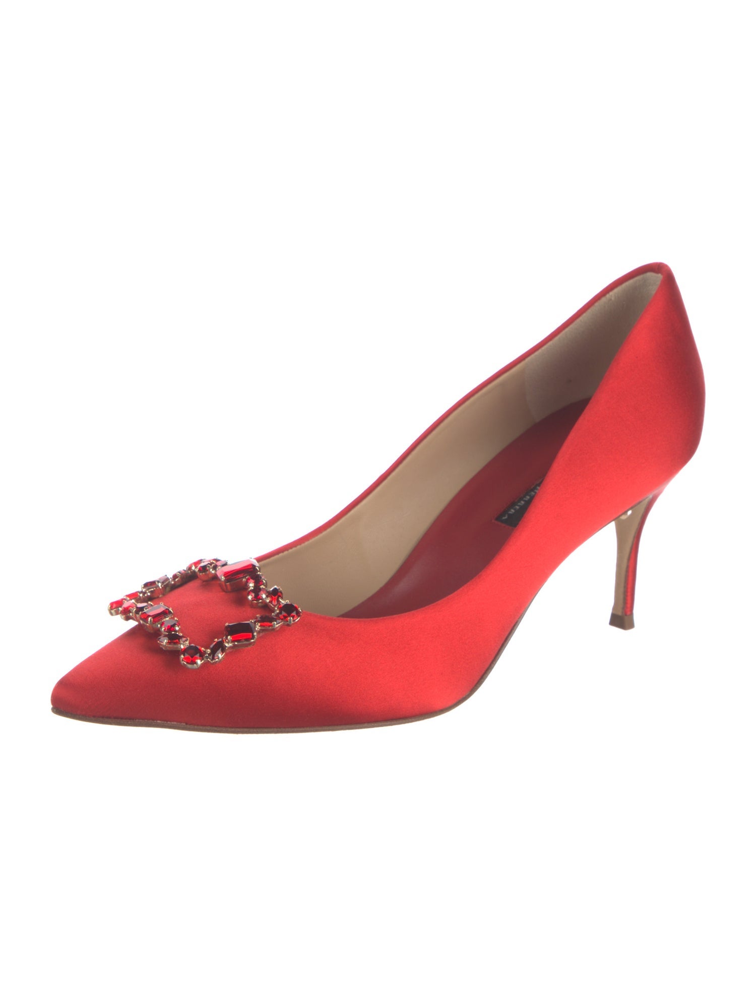 Carolina Herrera Satin Crystal Embellishments Pumps