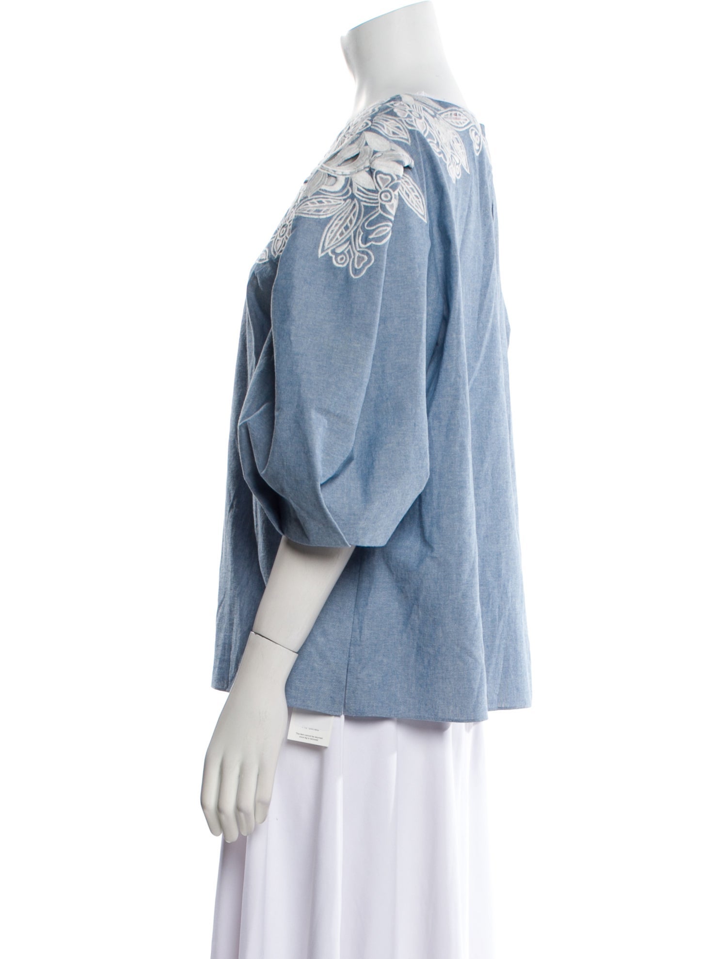 Carolina Herrera Bateau Neckline Three-Quarter Sleeve Blouse