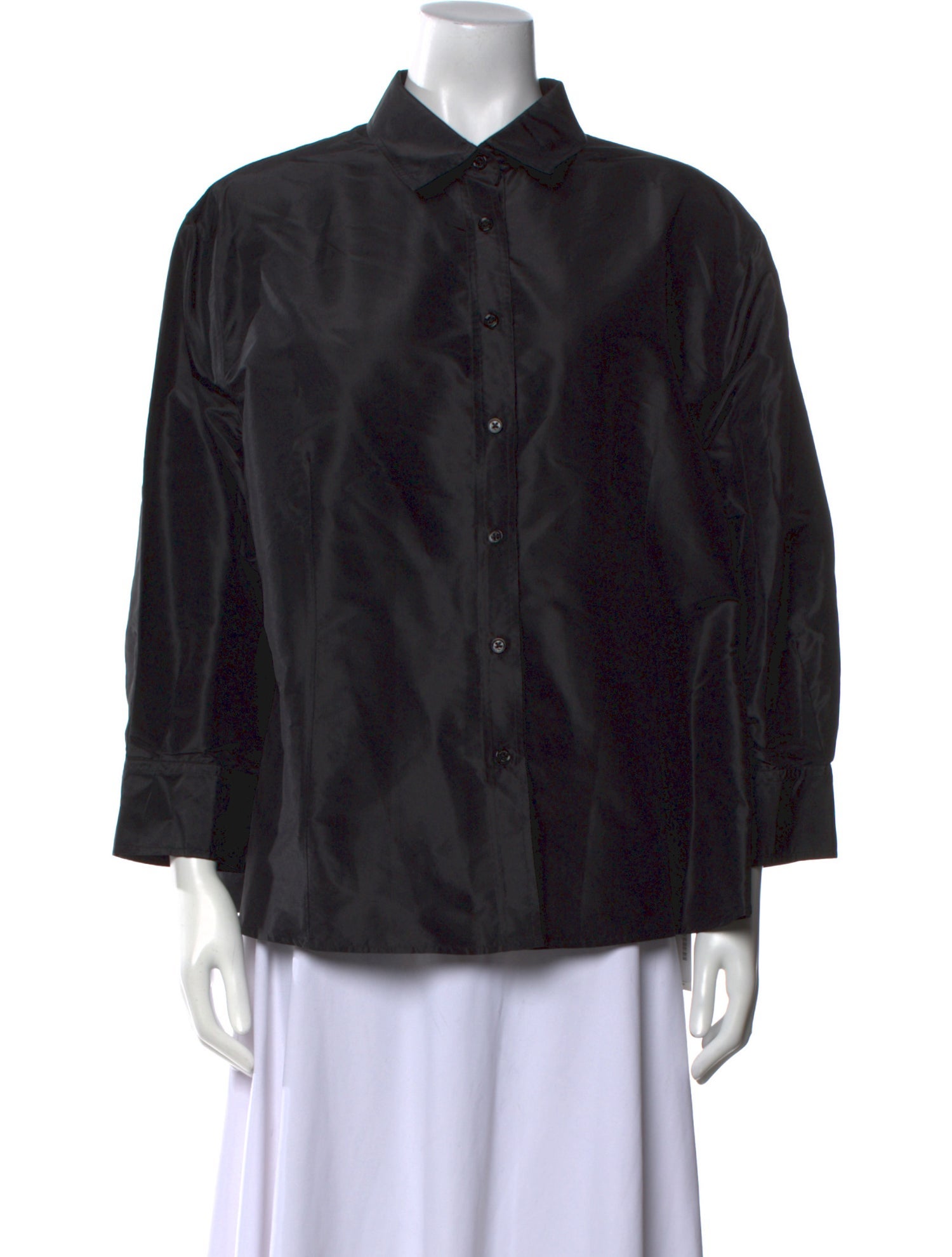 Carolina Herrera Silk Three-Quarter Sleeve Button-Up Top
