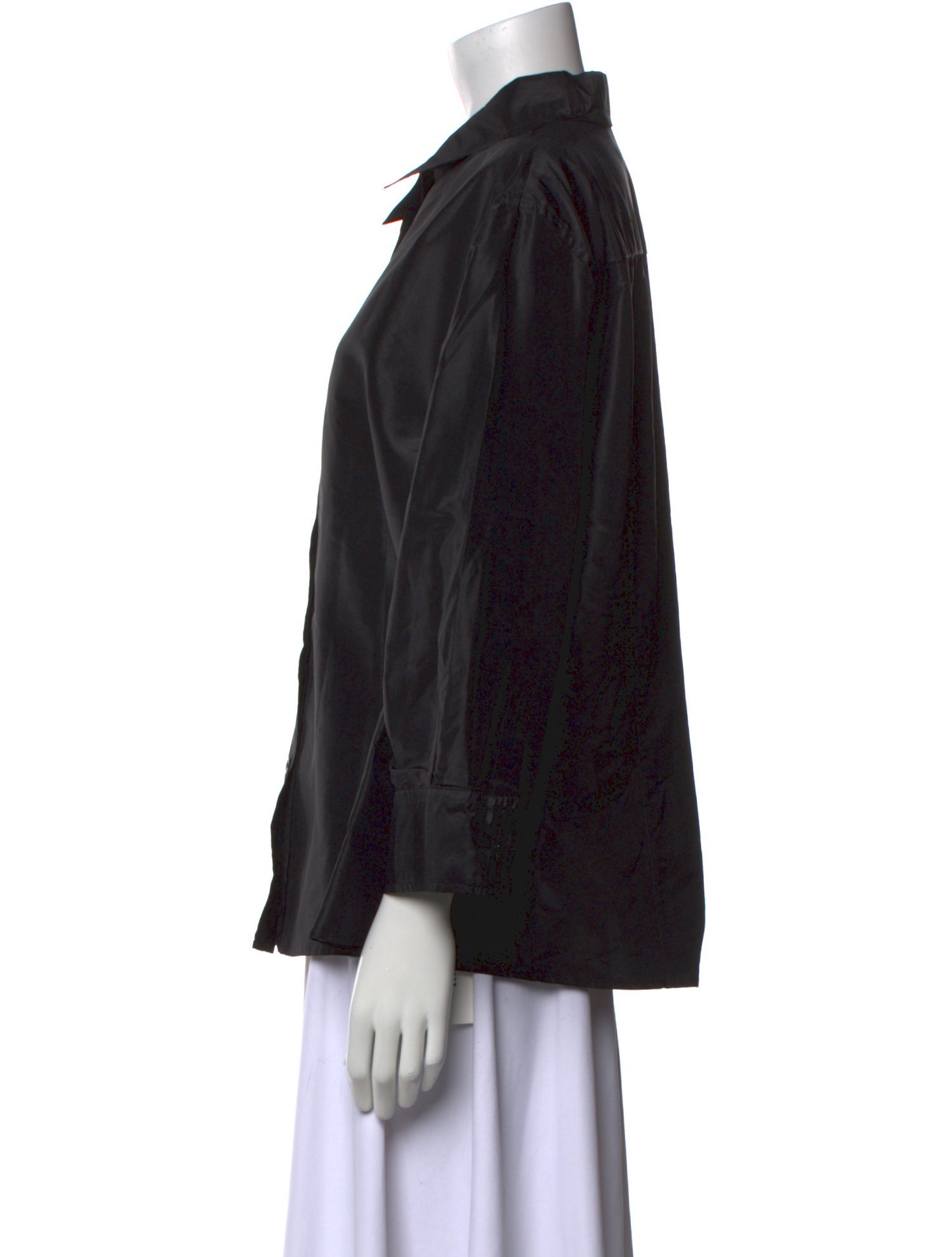 Carolina Herrera Silk Three-Quarter Sleeve Button-Up Top