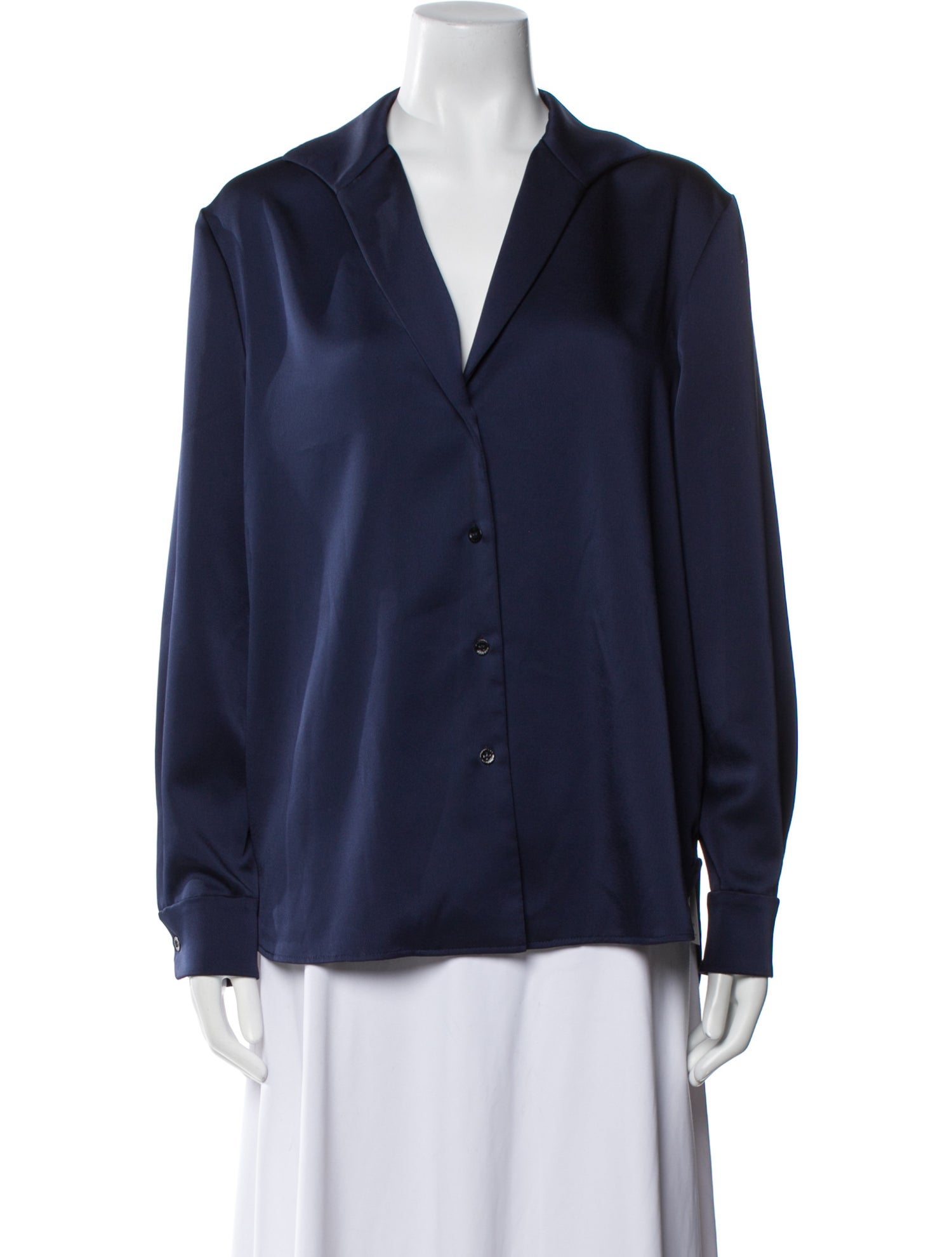 Carolina Herrera V-Neck Long Sleeve Button-Up Top