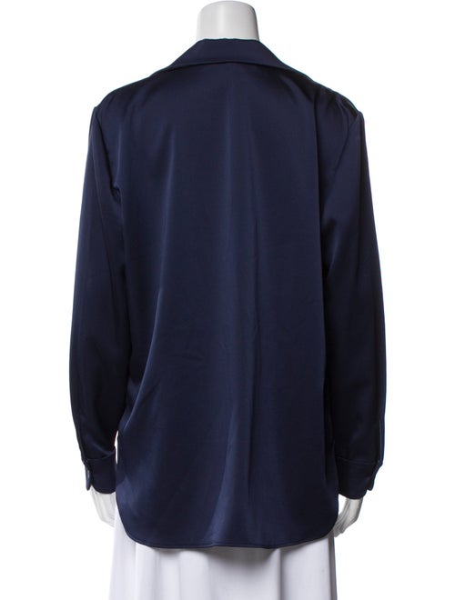 Carolina Herrera V-Neck Long Sleeve Button-Up Top