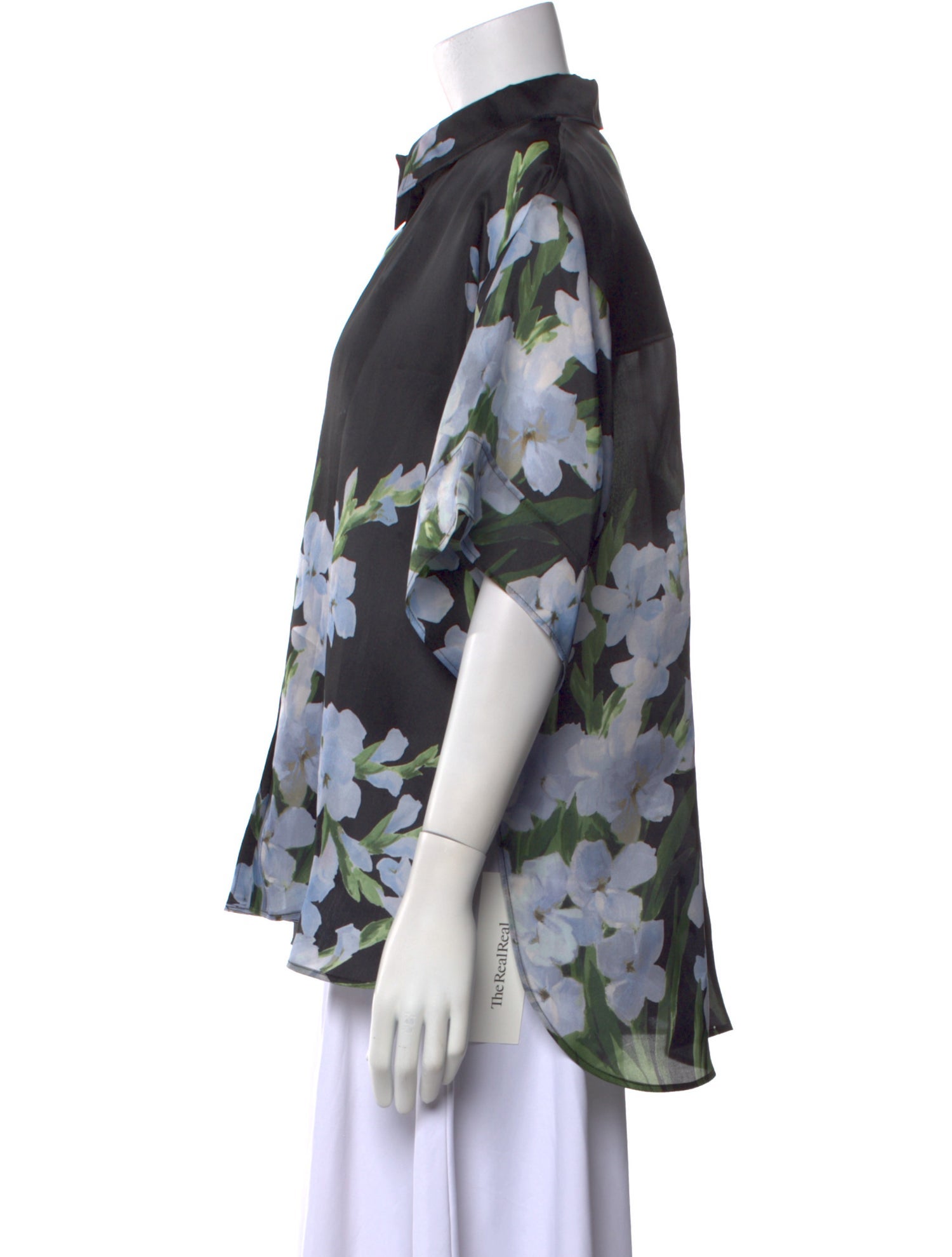 Carolina Herrera Silk Floral Print Button-Up Top