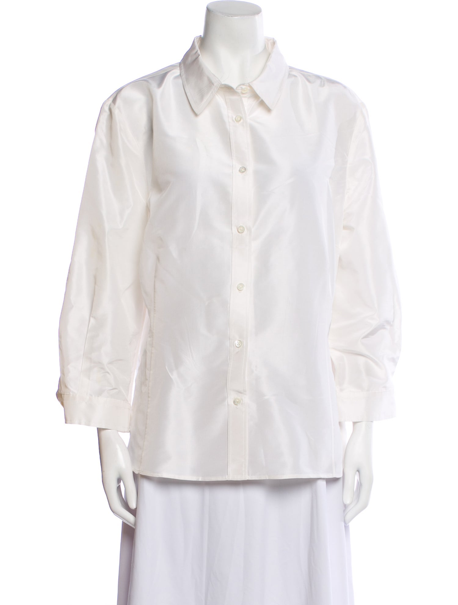 Carolina Herrera Silk Three-Quarter Sleeve Button-Up Top