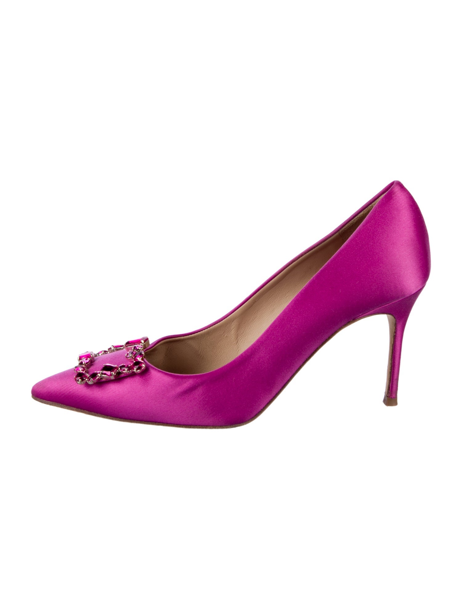 Carolina Herrera Satin Crystal Embellishments Pumps