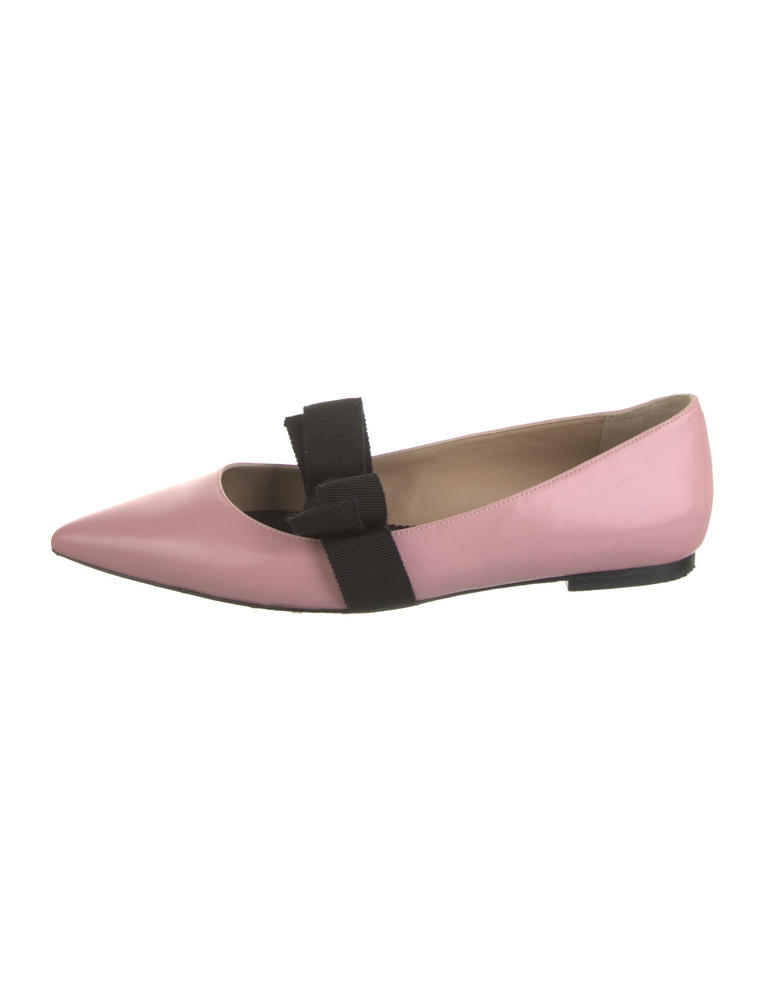 Carolina Herrera Leather Bow Accents Mary Jane Flats