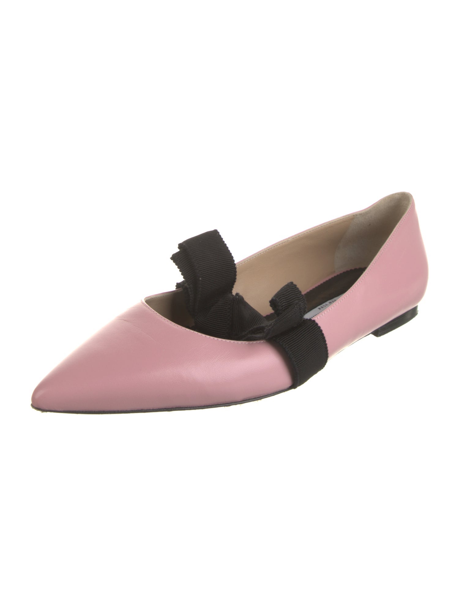 Carolina Herrera Leather Bow Accents Mary Jane Flats