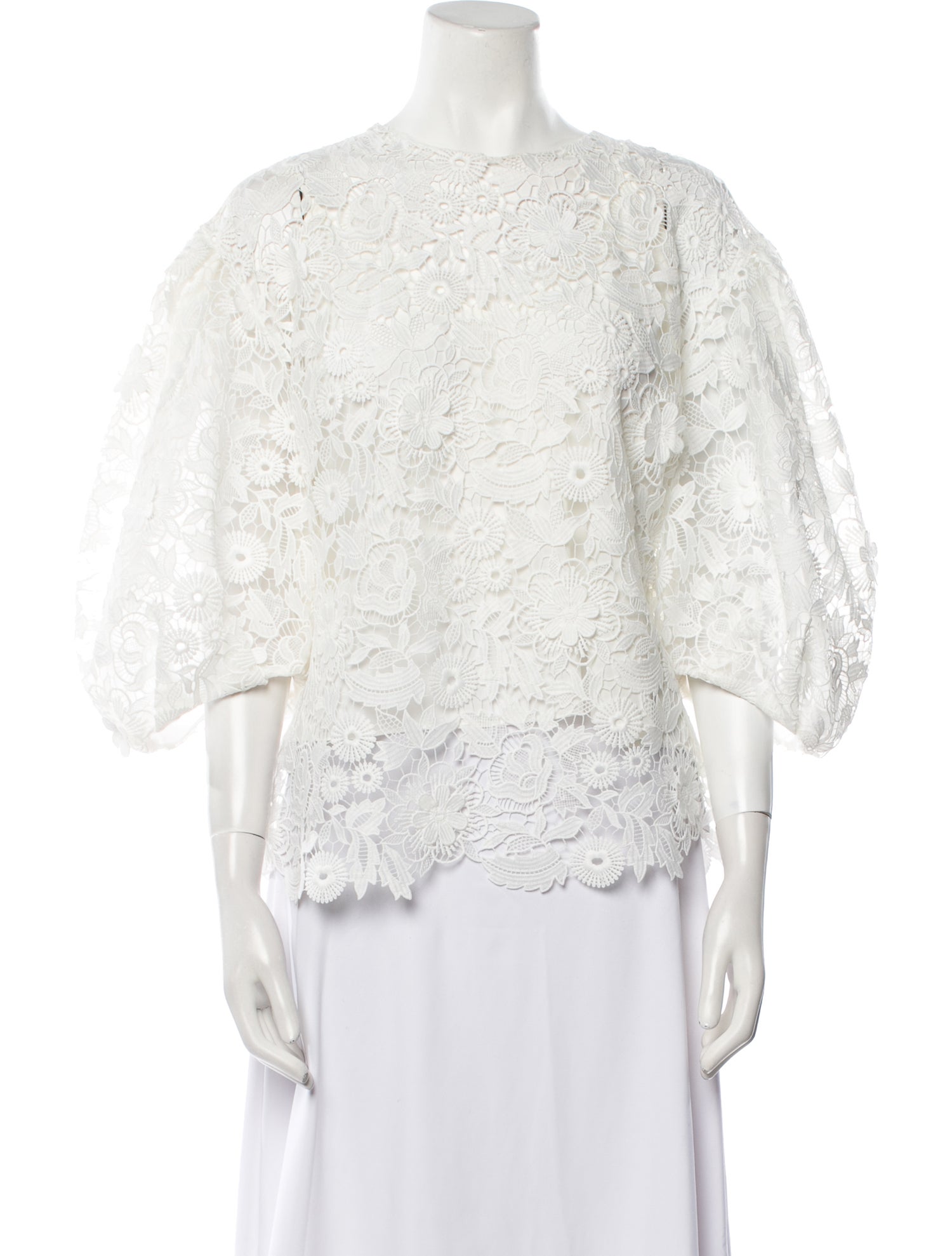 Carolina Herrera Lace Pattern Crew Neck Blouse