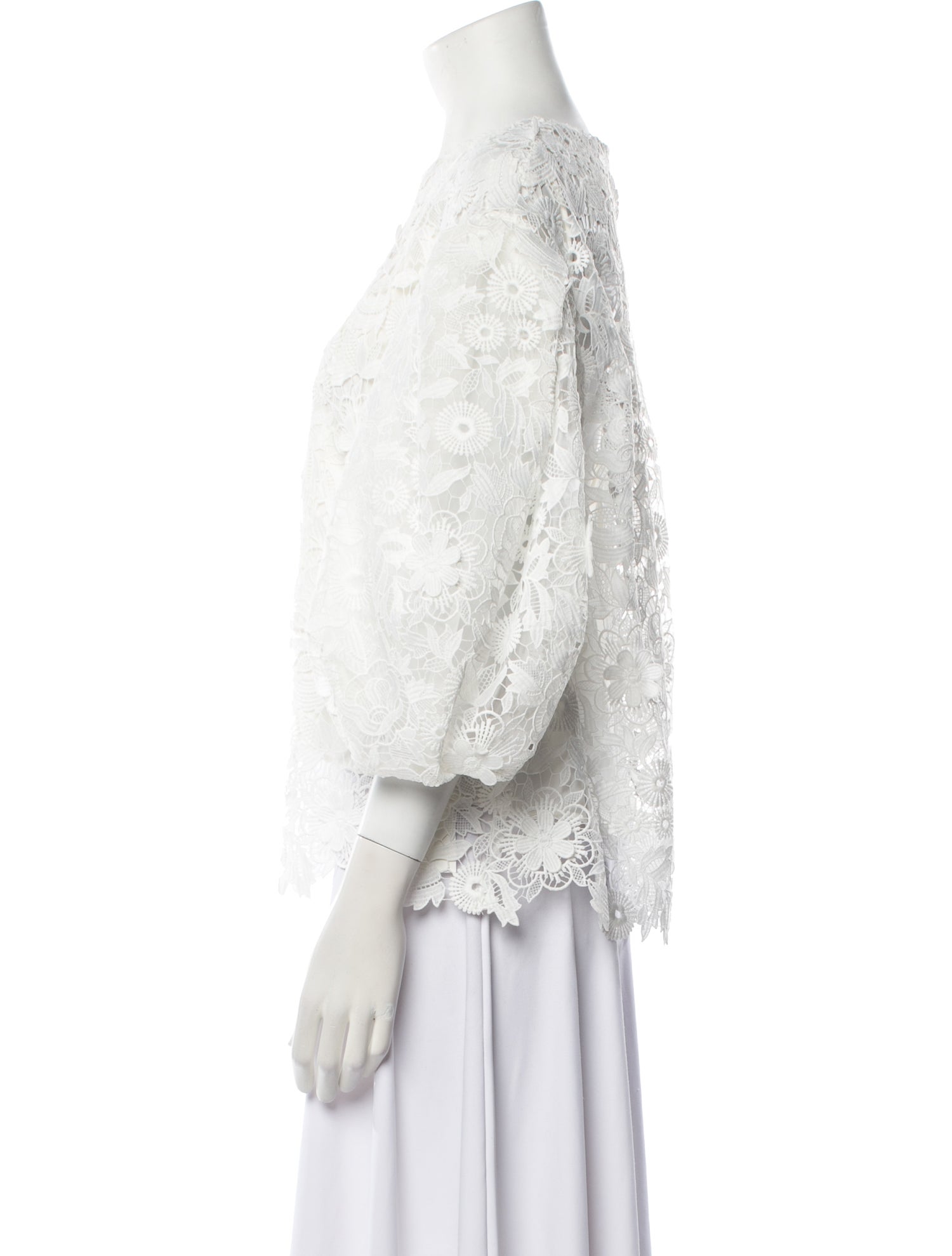 Carolina Herrera Lace Pattern Crew Neck Blouse