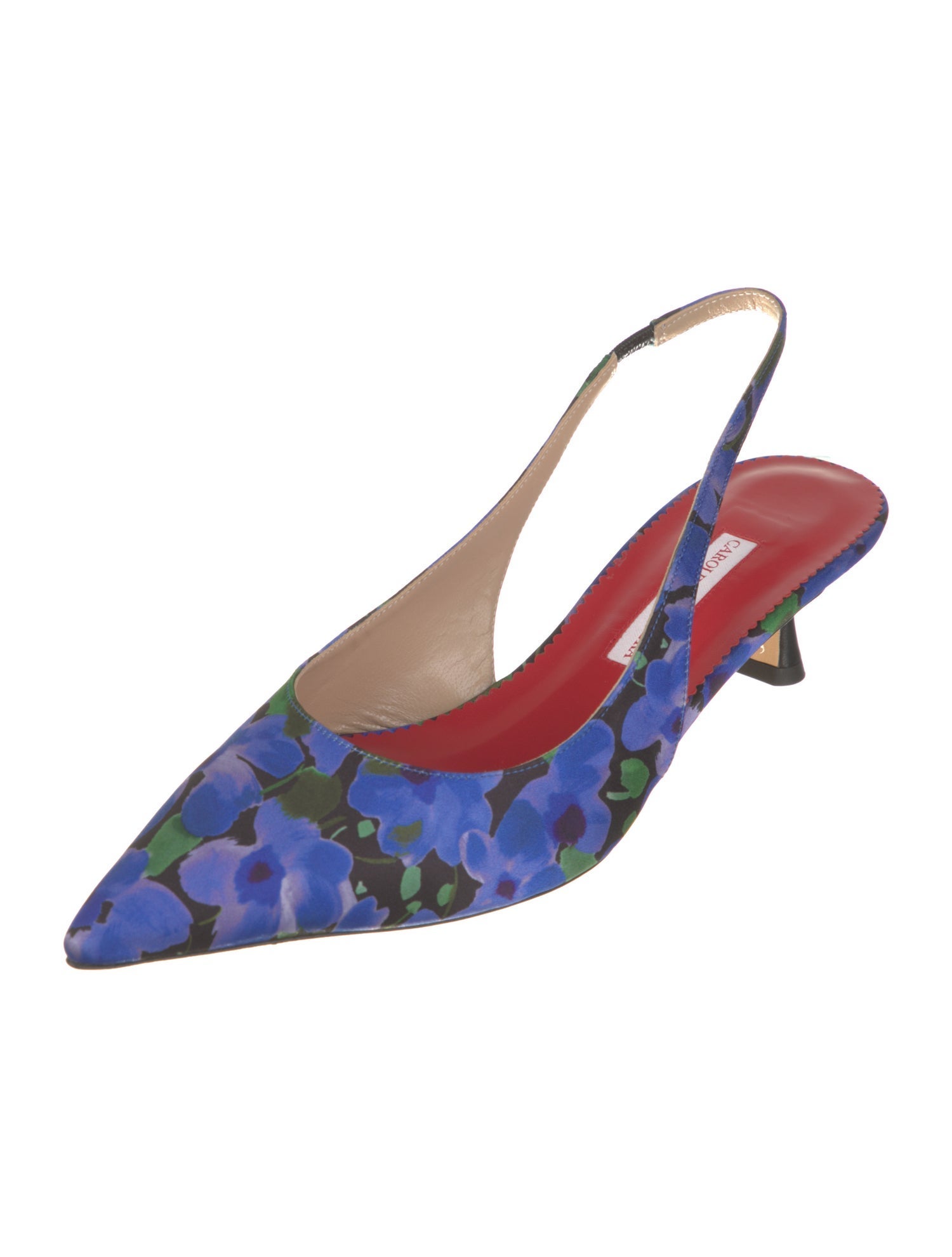 Carolina Herrera Satin Floral Print Slingback Pumps