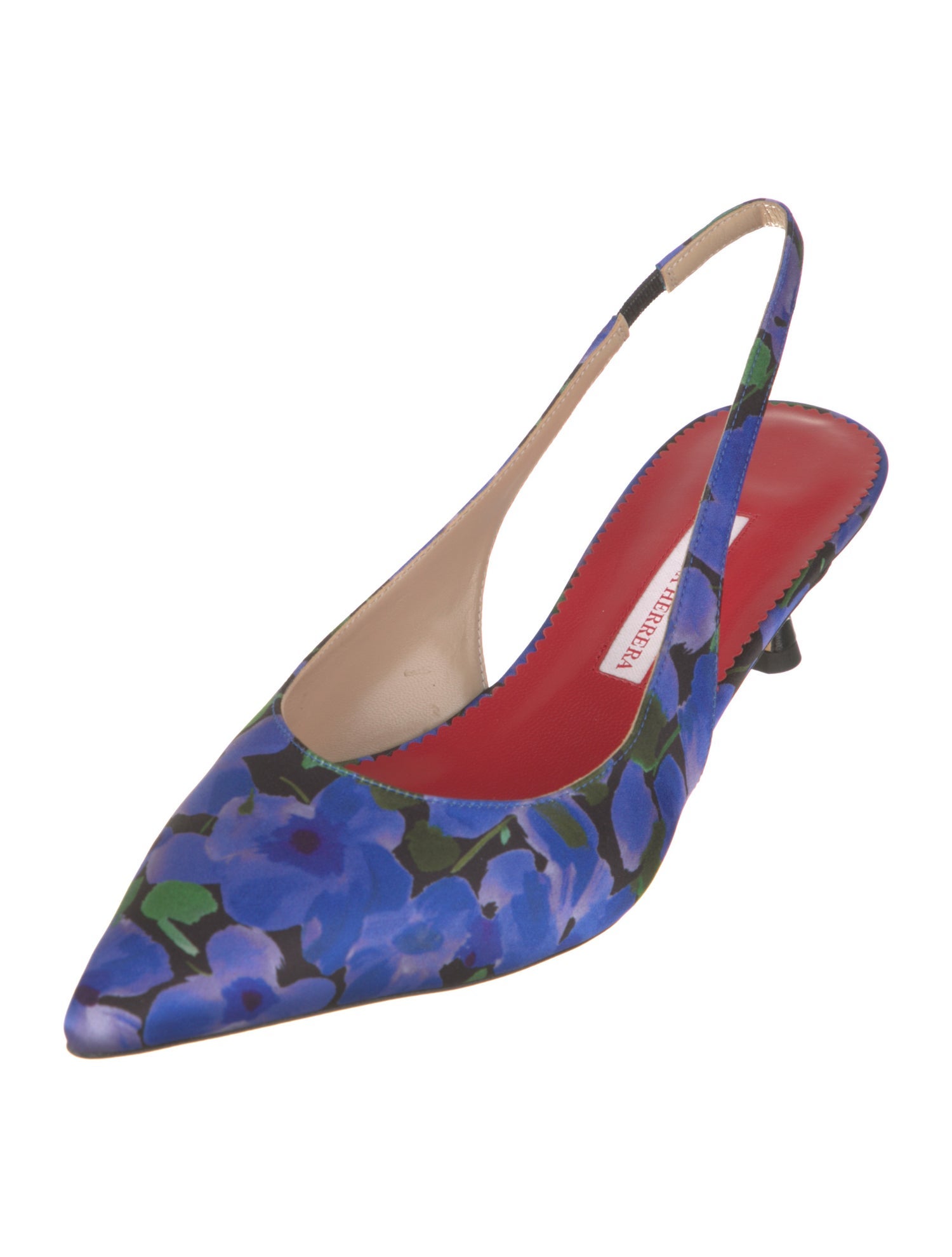 Carolina Herrera Satin Floral Print Slingback Pumps w/ Tags