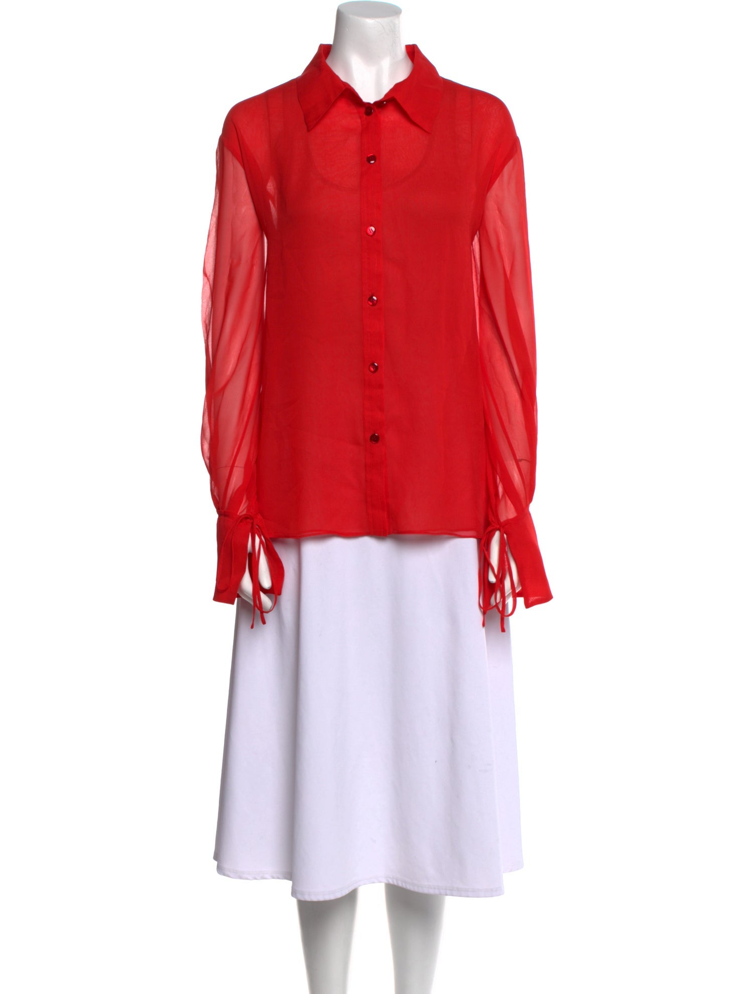 Carolina Herrera Silk Long Sleeve Button-Up Top