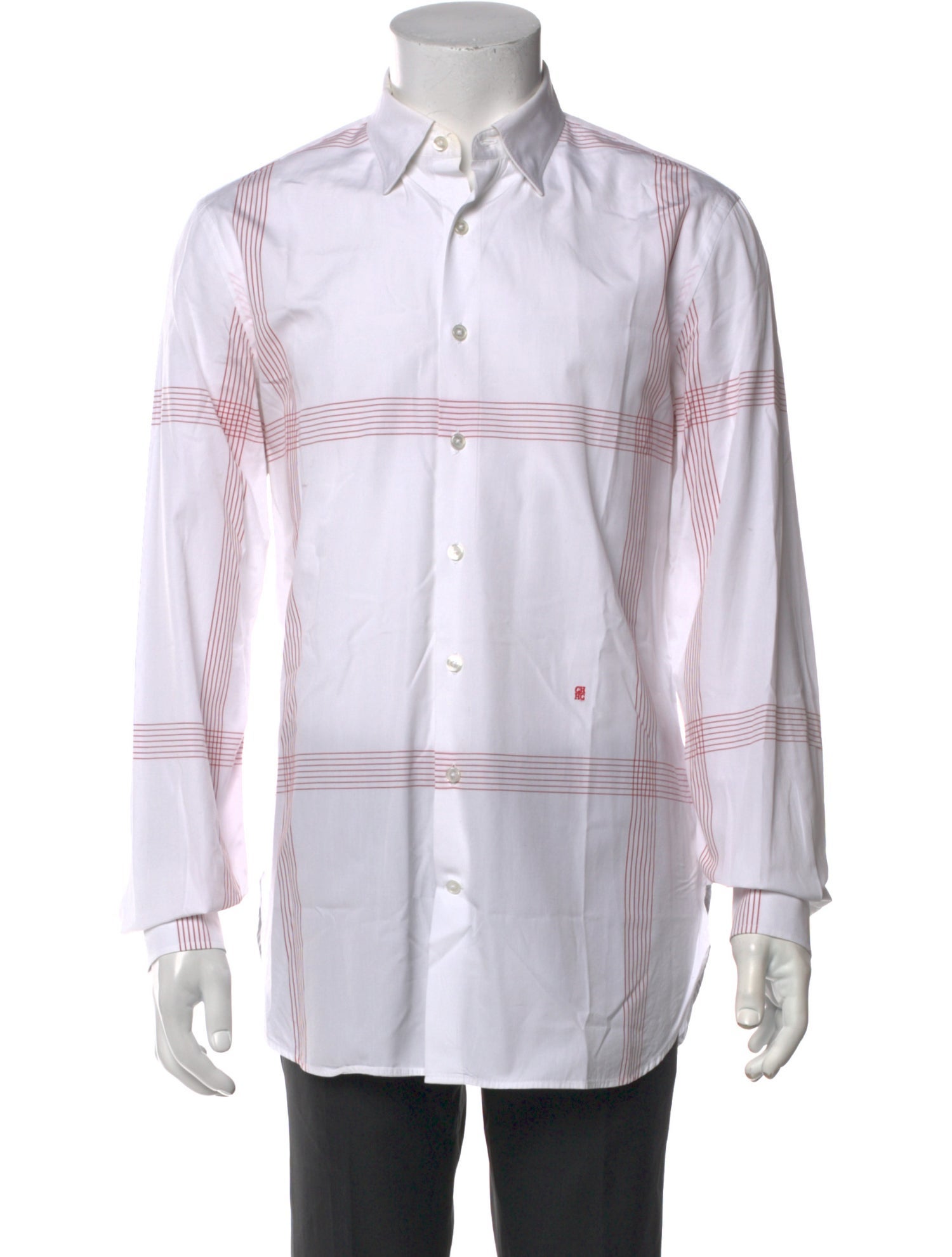 Carolina Herrera Plaid Print Long Sleeve Dress Shirt