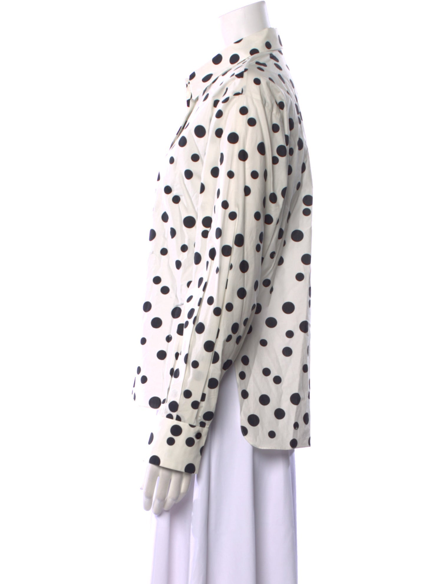 Carolina Herrera Polka Dot Print Long Sleeve Button-Up Top