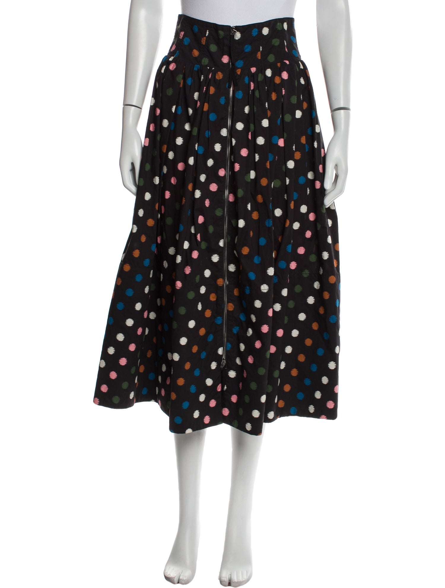 Carolina Herrera Polka Dot Print Midi Length Skirt