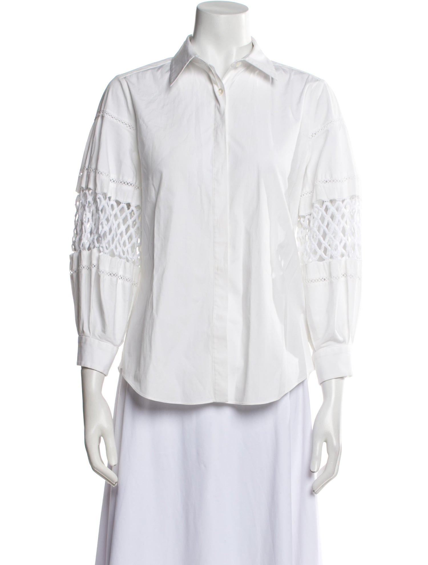 Carolina Herrera Three-Quarter Sleeve Button-Up Top