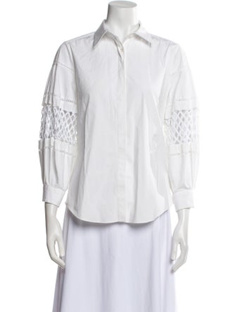 Carolina Herrera Three-Quarter Sleeve Button-Up Top