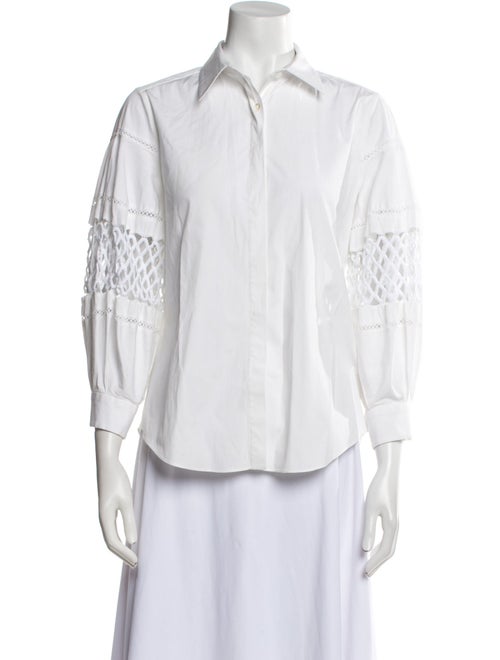 Carolina Herrera Three-Quarter Sleeve Button-Up Top