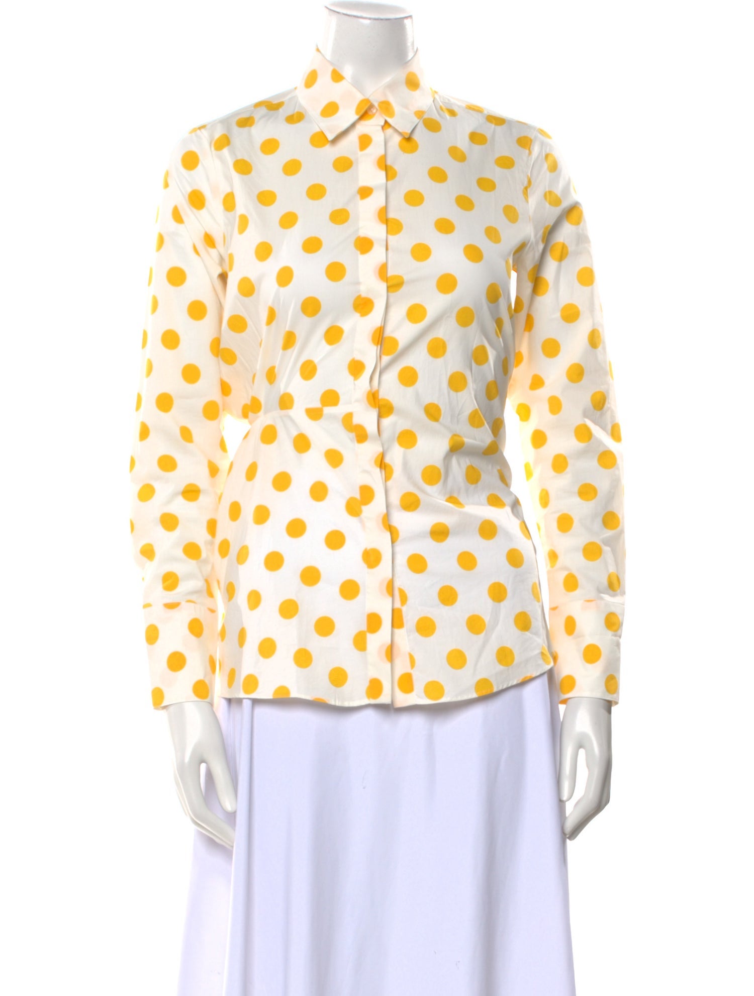 Carolina Herrera Printed Mock Neck Button-Up Top