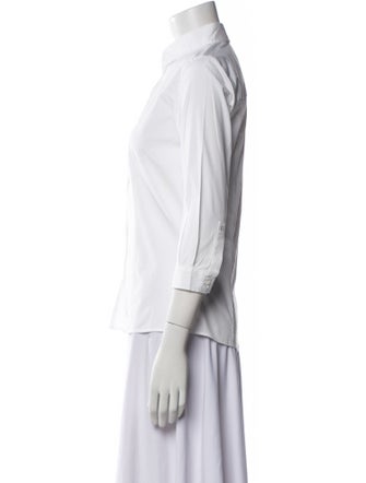 Carolina Herrera Three-Quarter Sleeve Button-Up Top