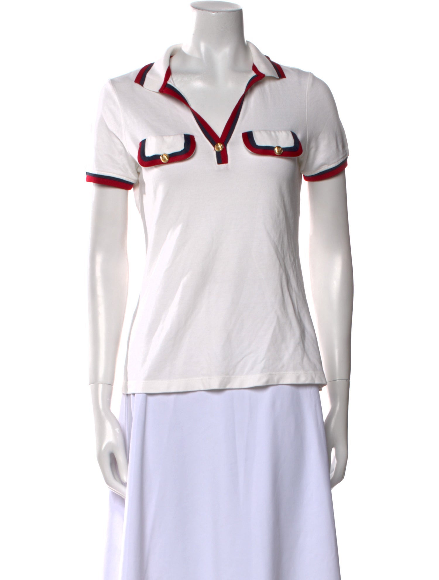 Carolina Herrera Graphic Print V-Neck Polo